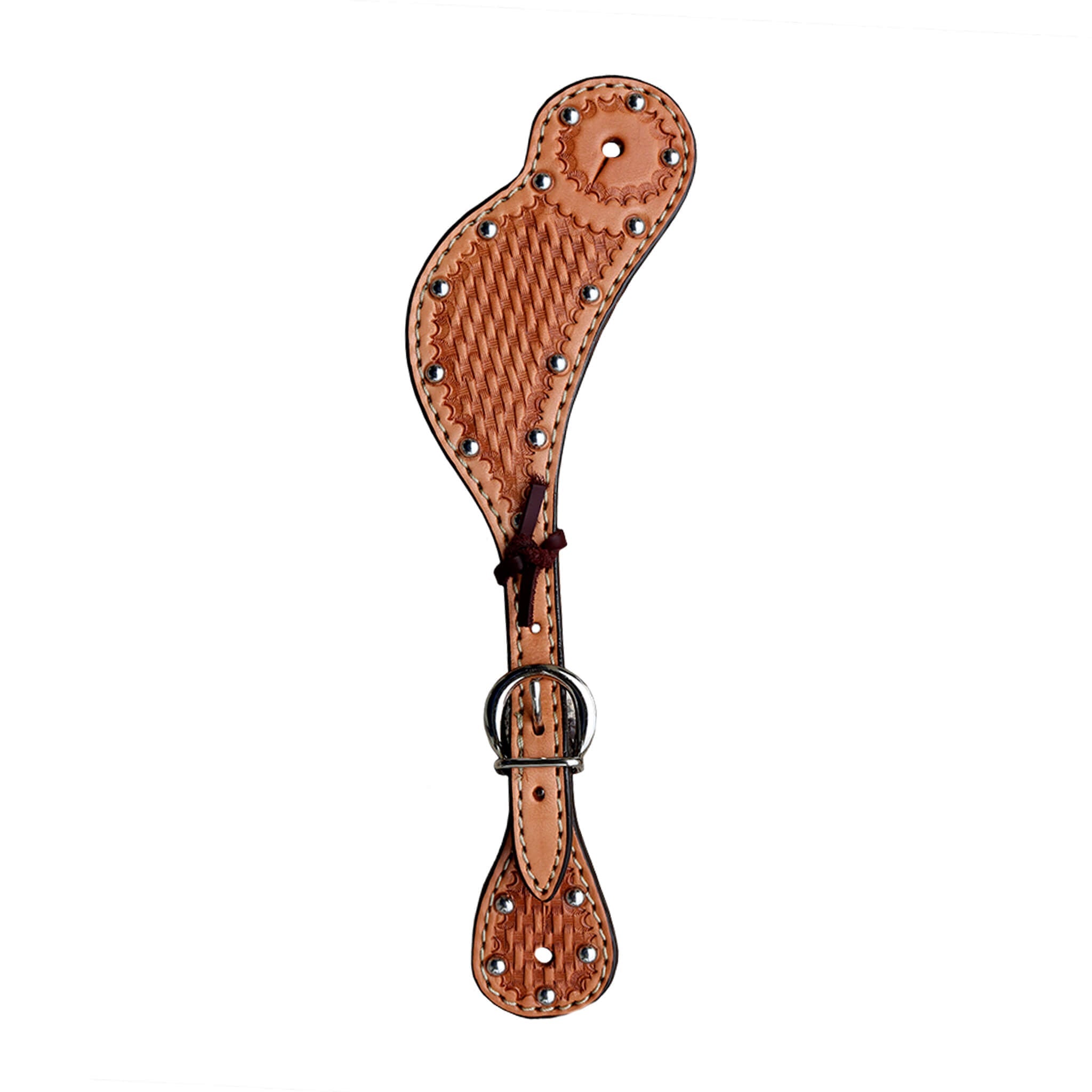 380-KP Men's spur straps golden leather basket tooling with spots