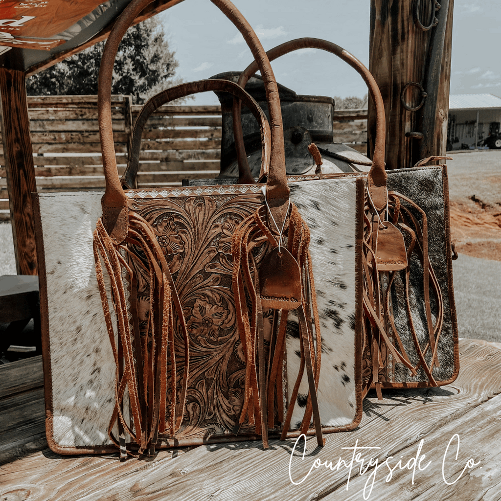 Jesse Conceal Carry Cowhide and Tooled Leather Handbag