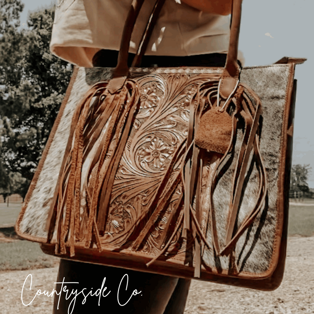 Jesse Conceal Carry Cowhide and Tooled Leather Handbag