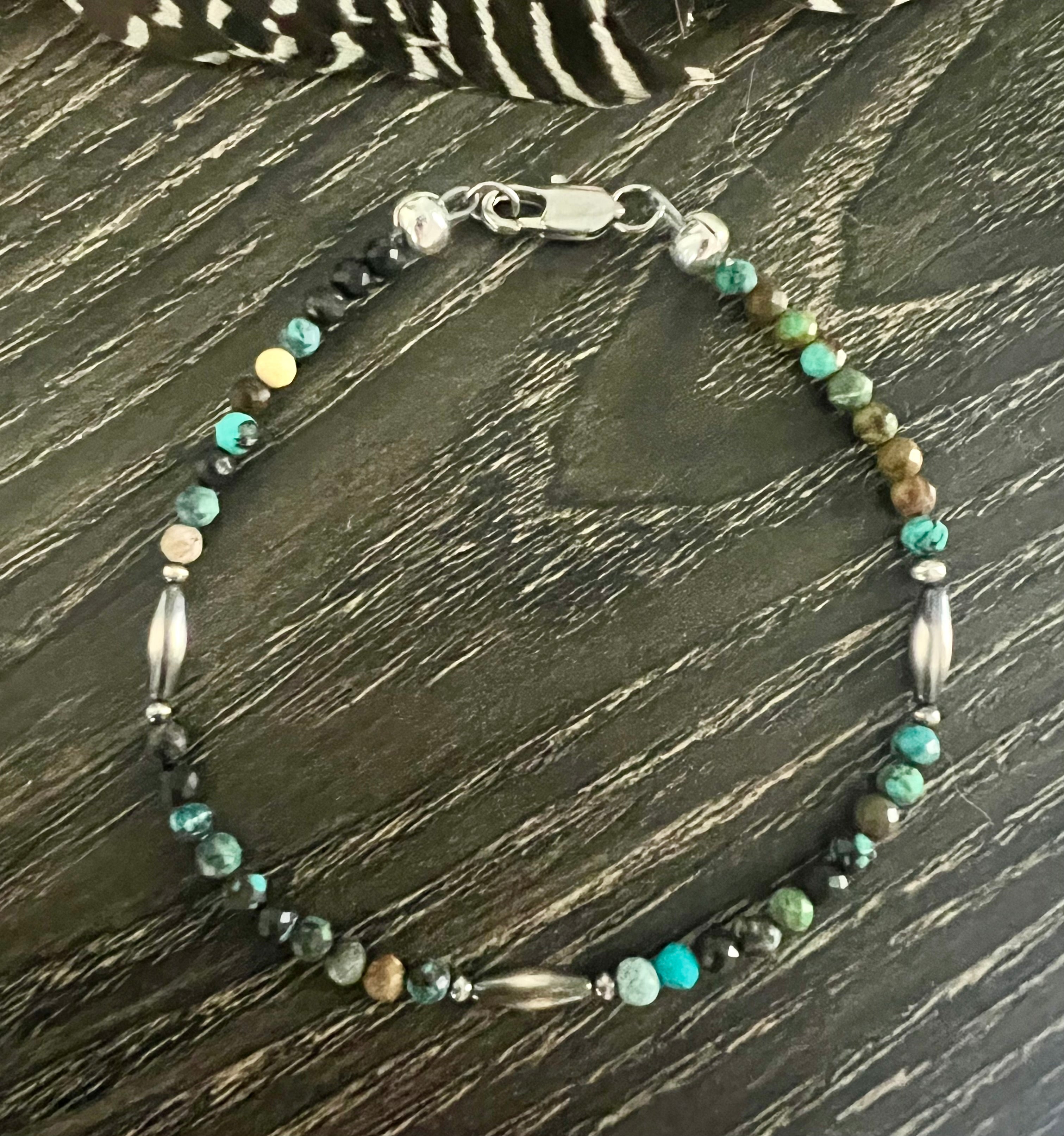 7 3/4” Sterling Torpedo with Ombré Microfaceted Bead Bracelet