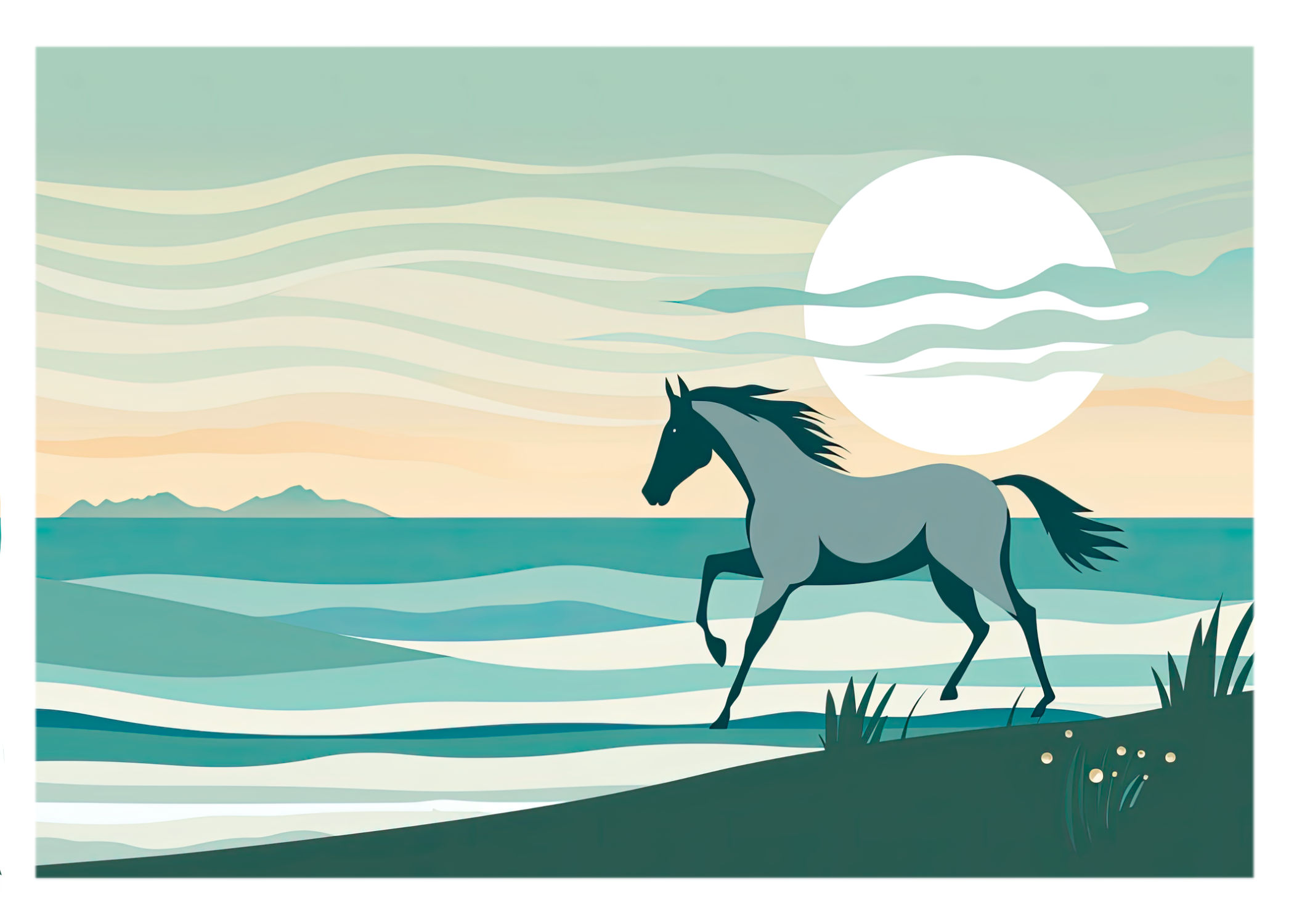 Beach Day Equestrian Greeting Card