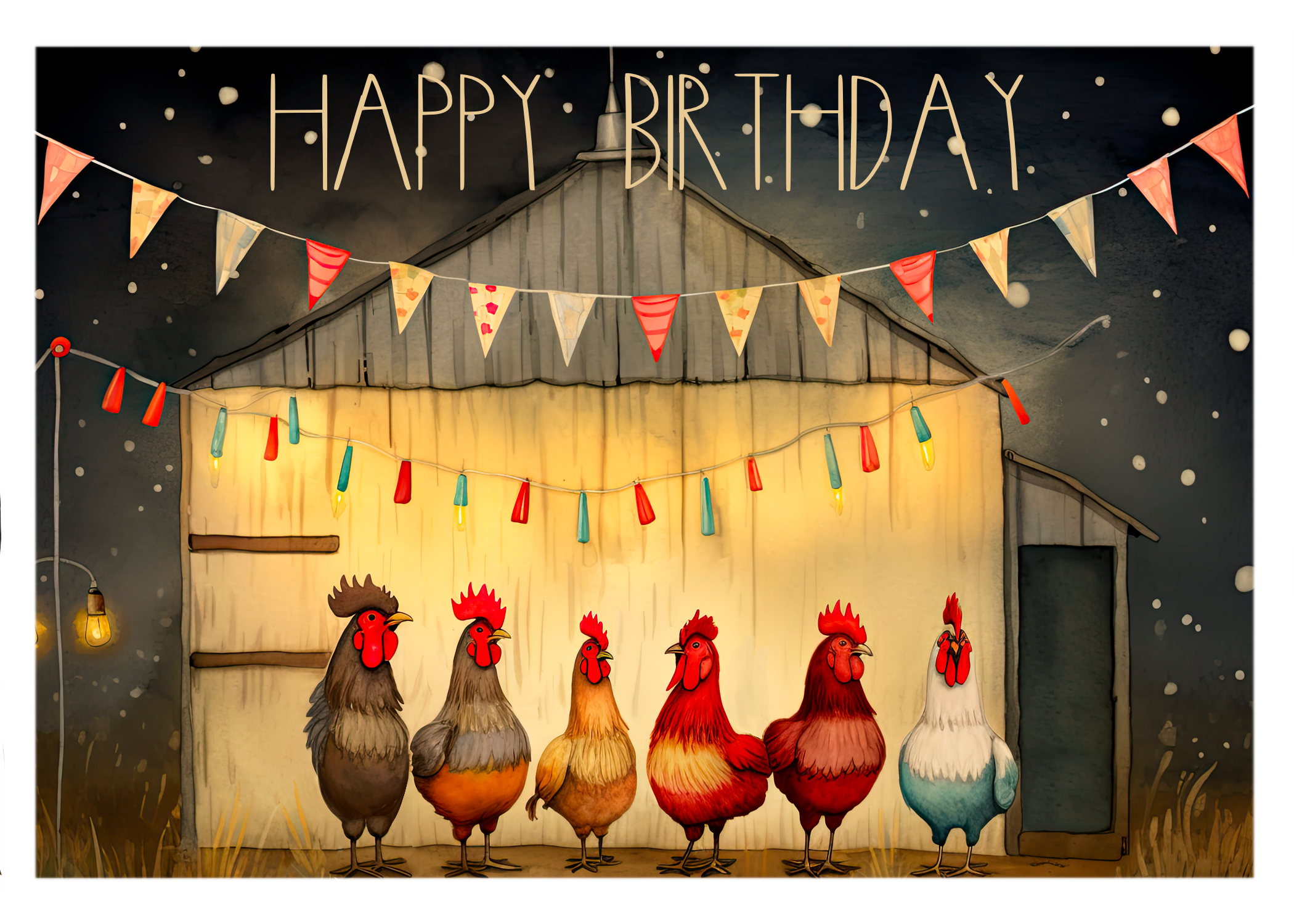 Cluckin' Celebrations: Happy Birthday Chickens Greeting Card