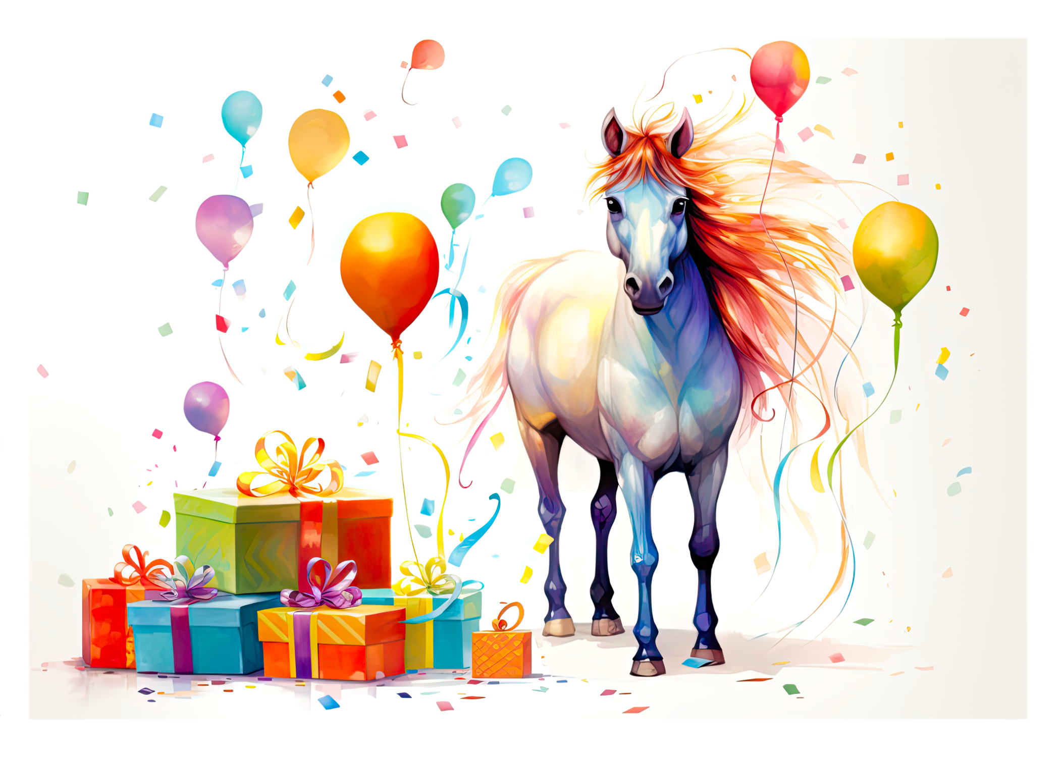 Hues of Happiness: Vibrant Horse Birthday Delight Greeting Card