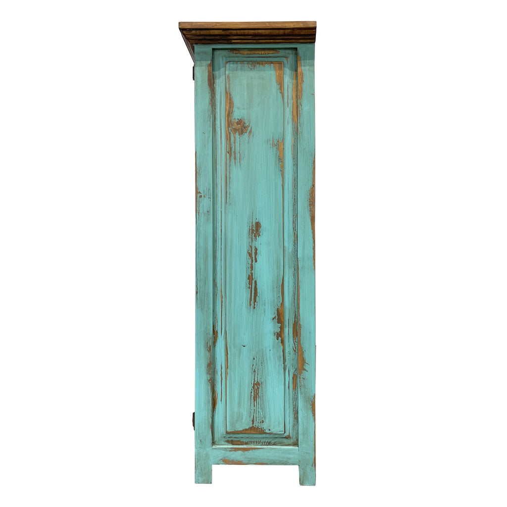 Small Rustic Cabinet for storage in Oldie Turquoise