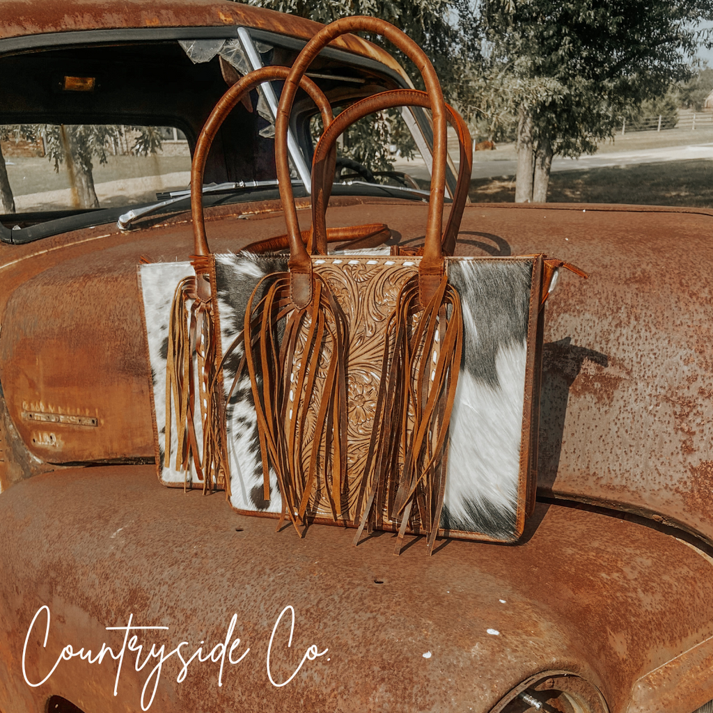 Jesse Conceal Carry Cowhide and Tooled Leather Handbag
