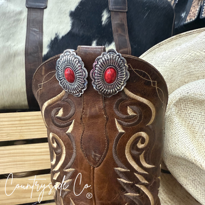 Concho Red Stone Earring