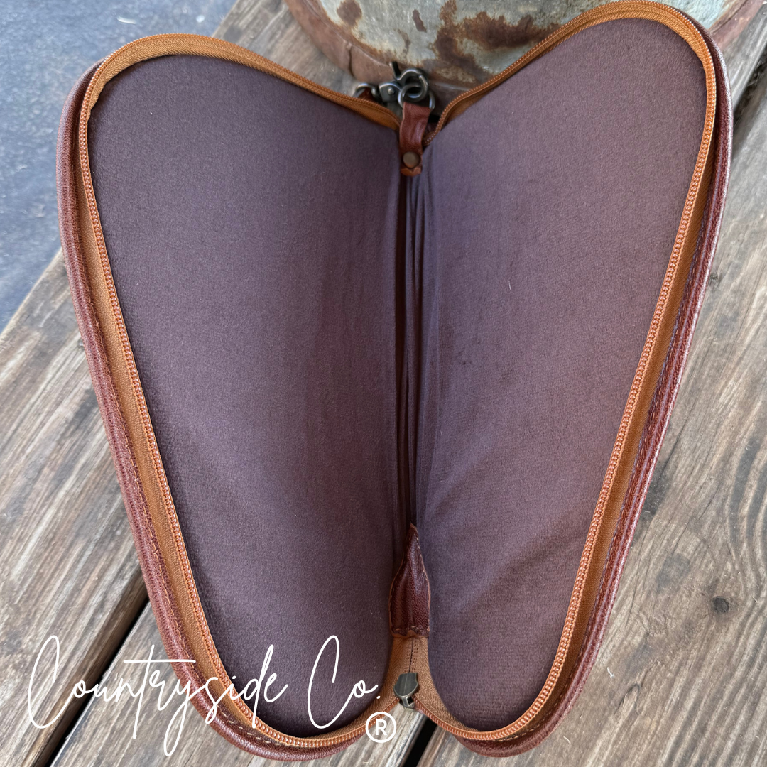 Mesquite Cowhide and Tooled Leather 15" Carry Case