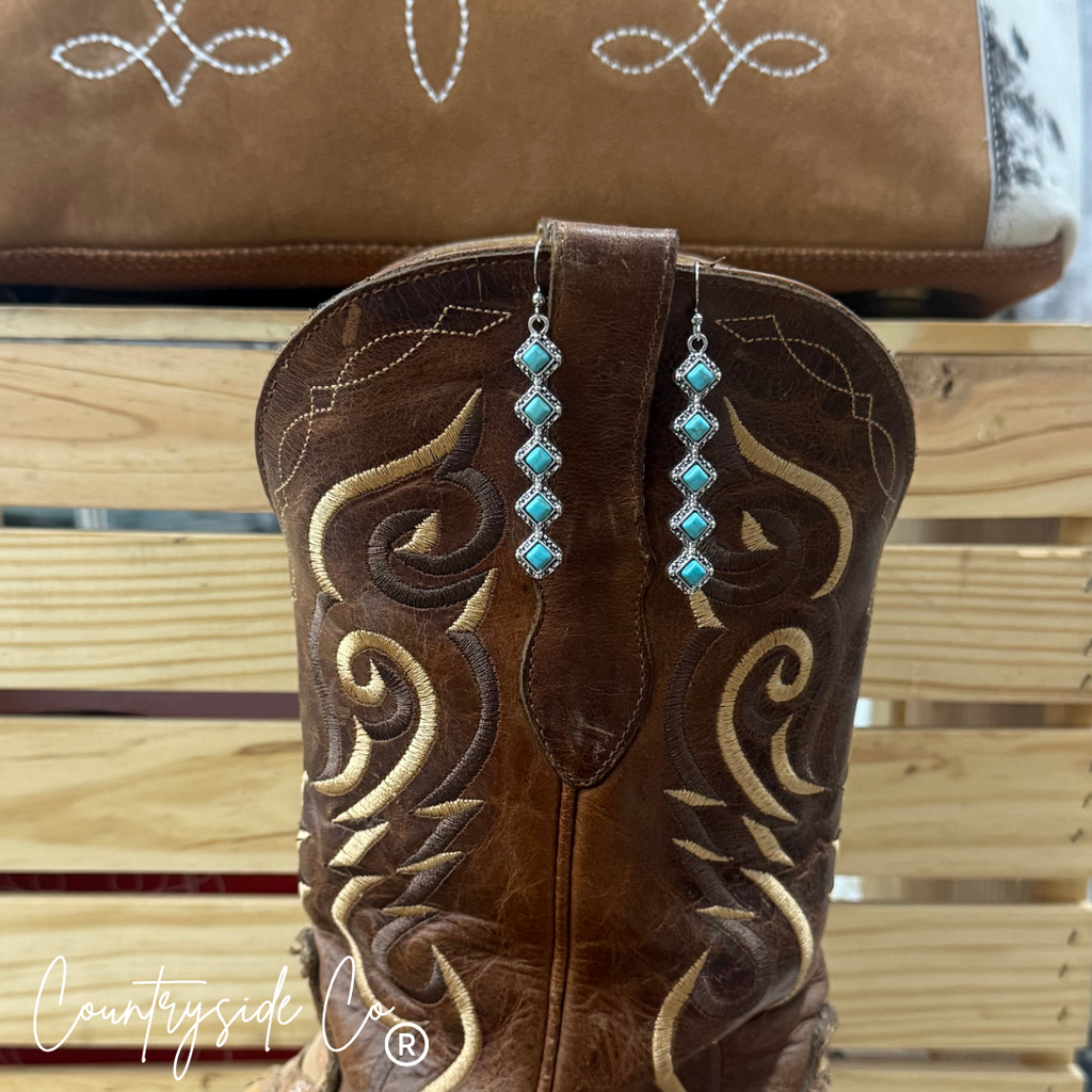 Princess Drop Earrings in Turquoise and White