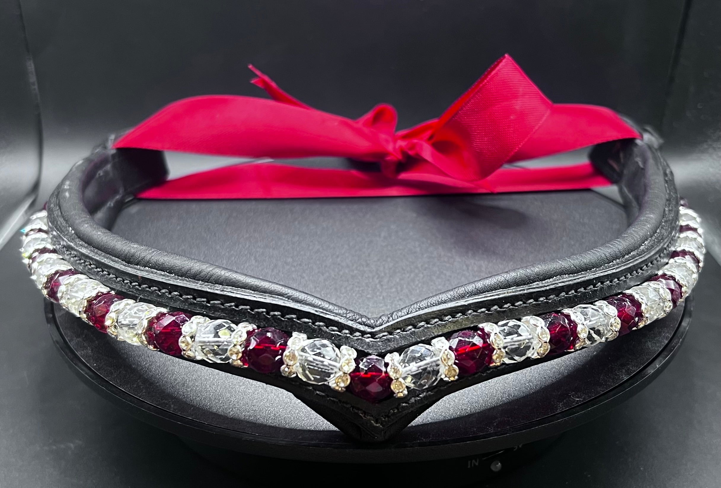 Crimson Bling Browband - Quick Snap Loops (17")