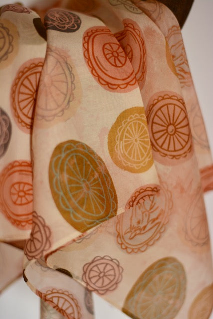 Vintage Colorful Conchos Silk Western Cowgirl Wild Rag Scarf