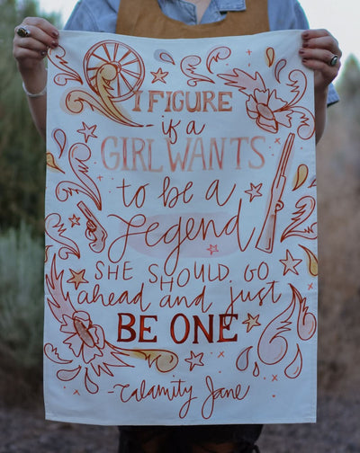 Cowgirl Legend Quote Rustic Farmhouse Kitchen Tea Towel