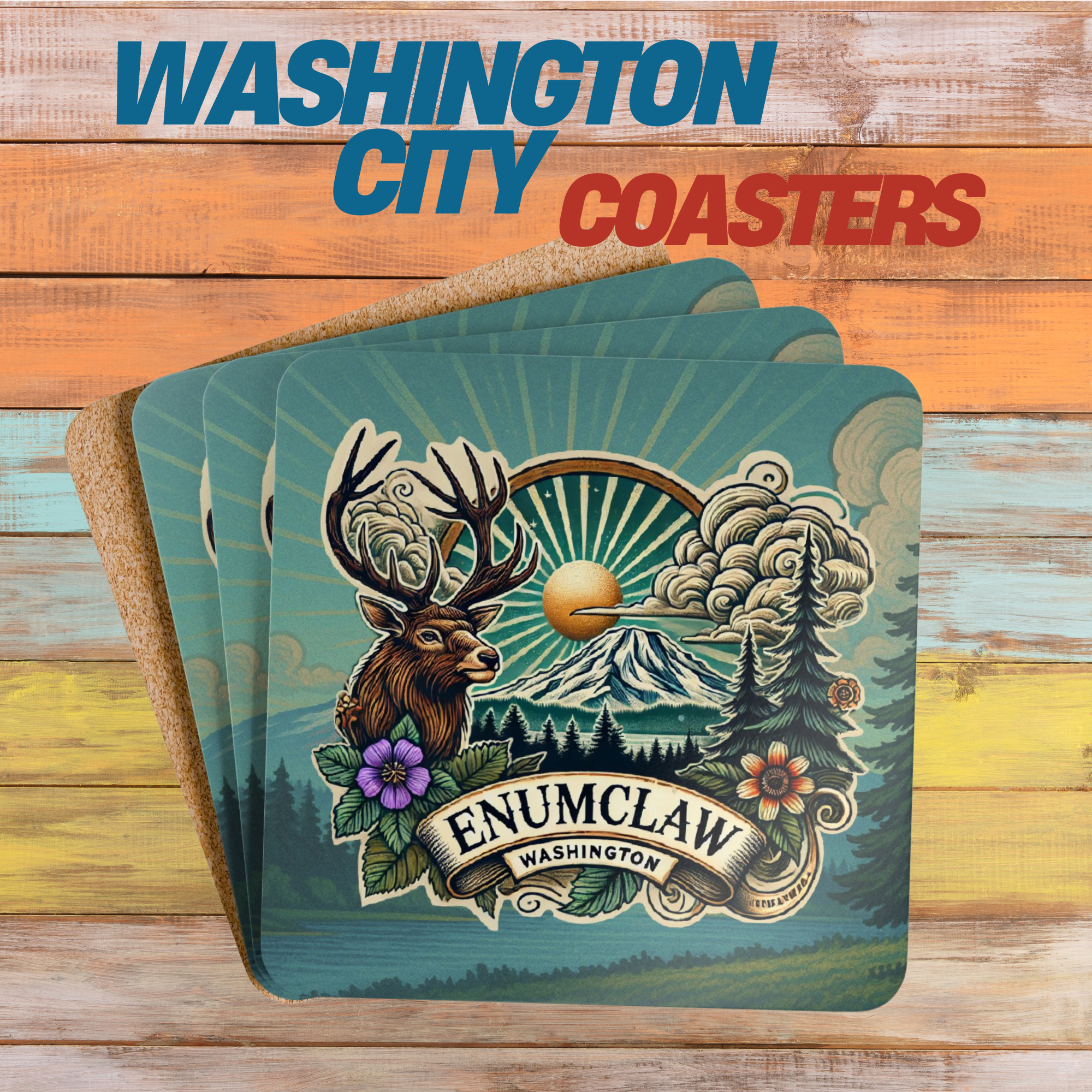Enumclaw Washington Bar Coaster