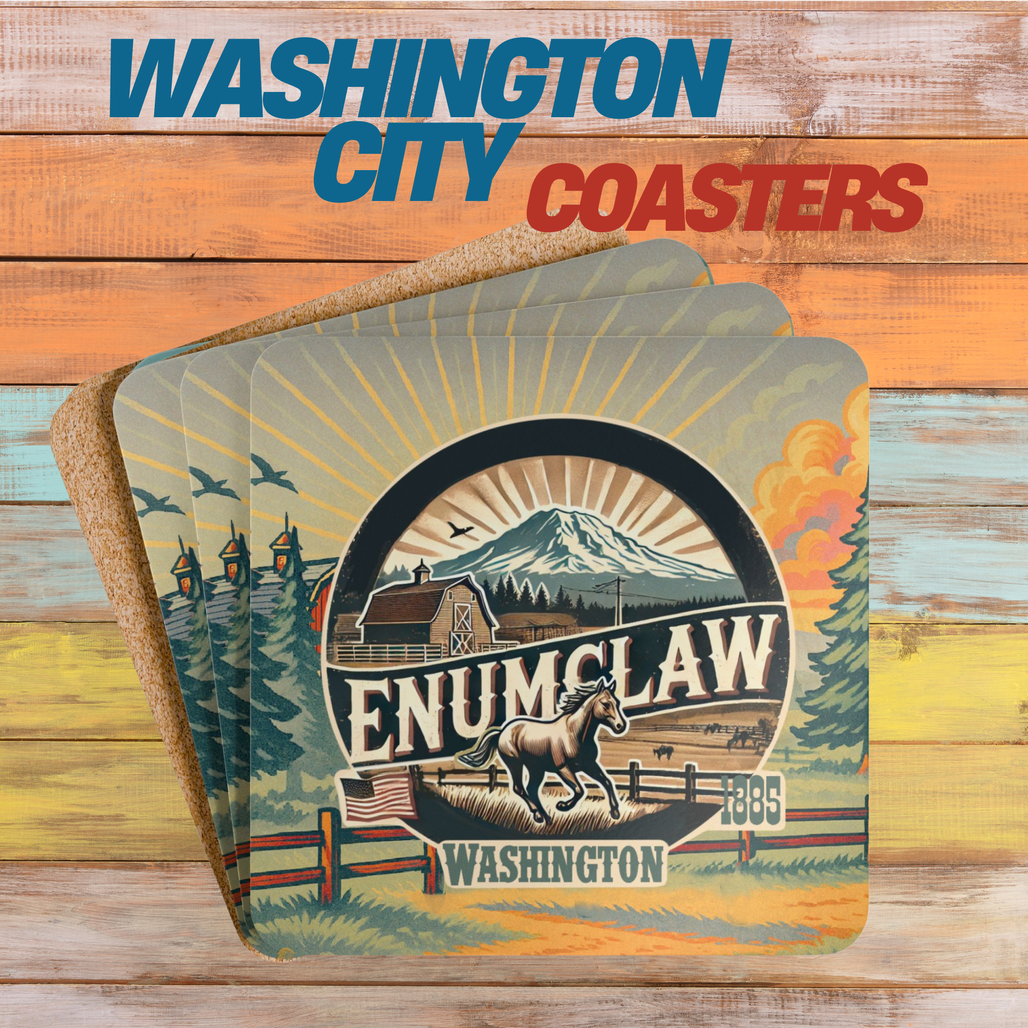 Enumclaw Farms Washington Bar Coaster
