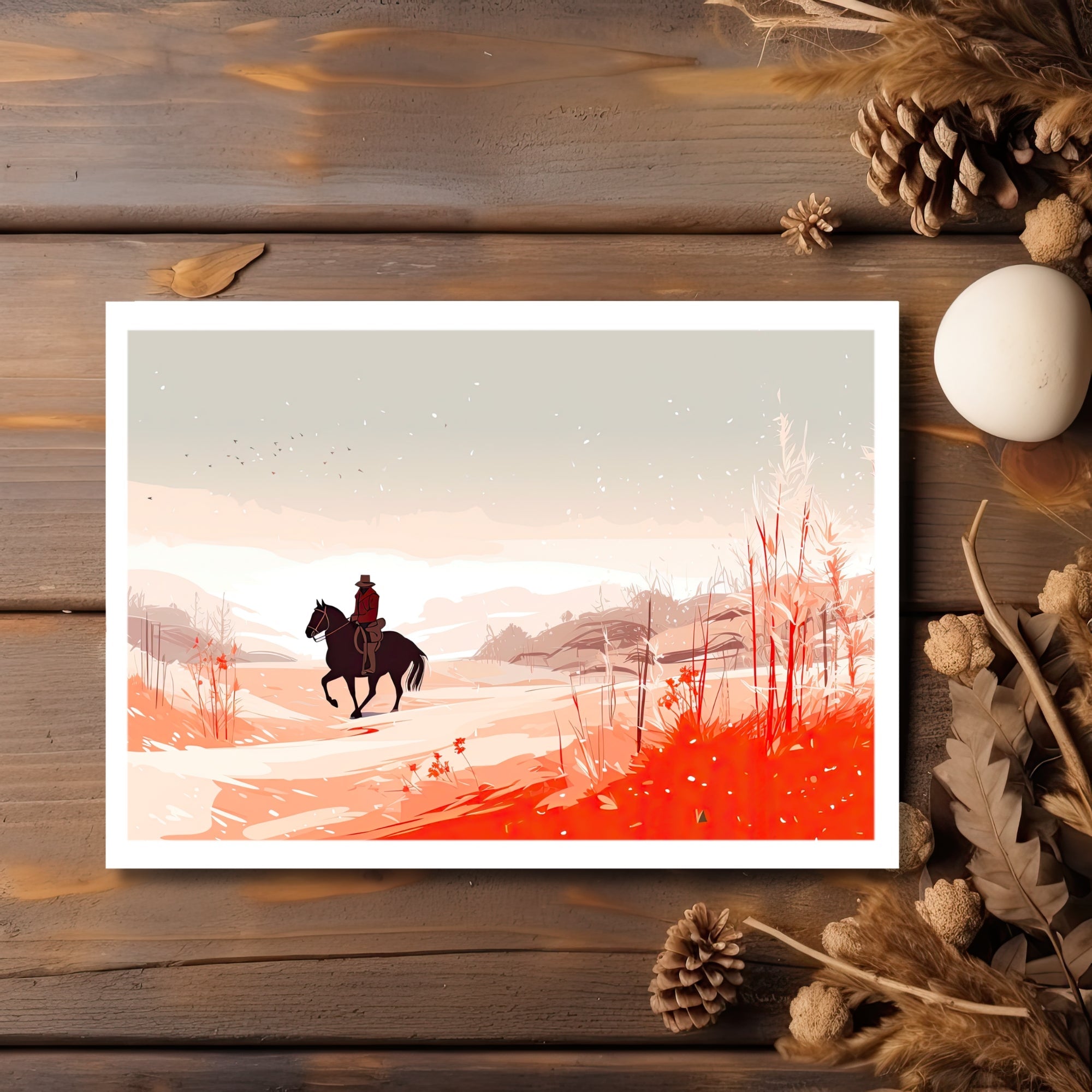 Fall Season Rider Greeting Card