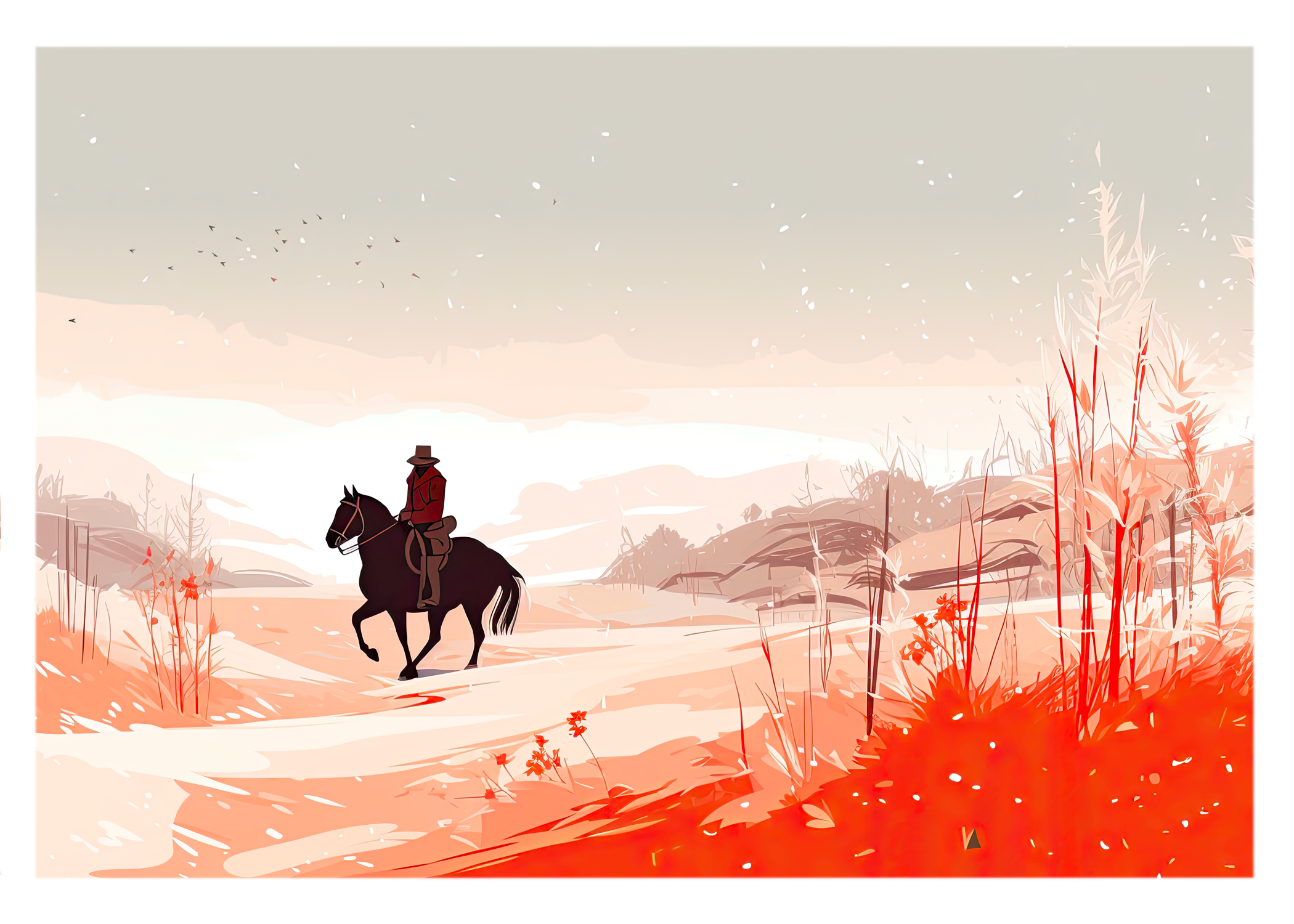 Fall Season Rider Greeting Card