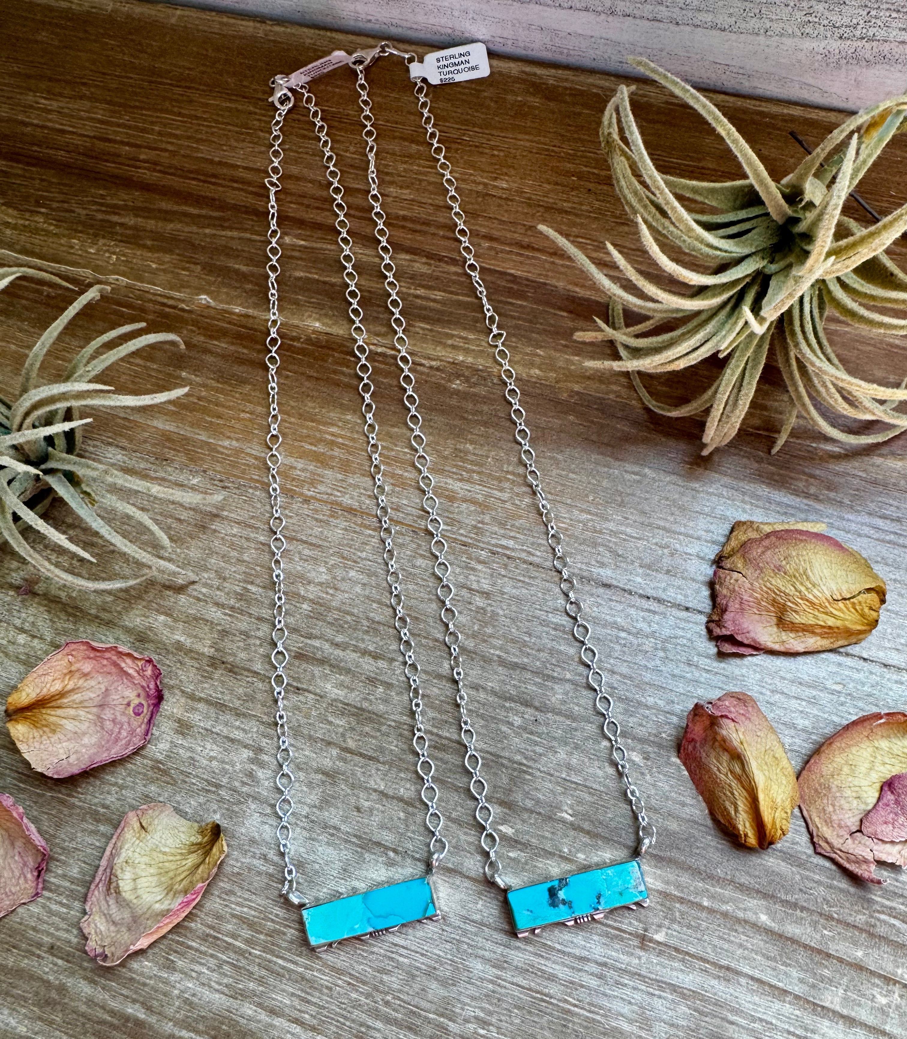 20-InchSterling Silver & Kingman Bar Turquoise Necklace –