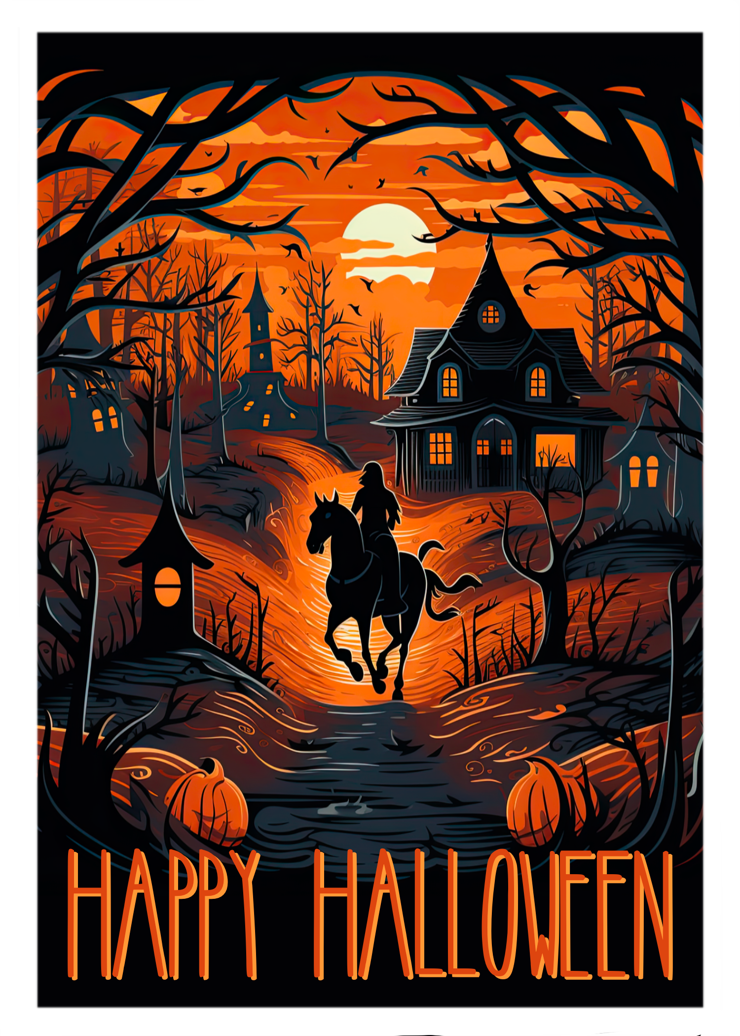 Dark Horseman Halloween Greeting Card