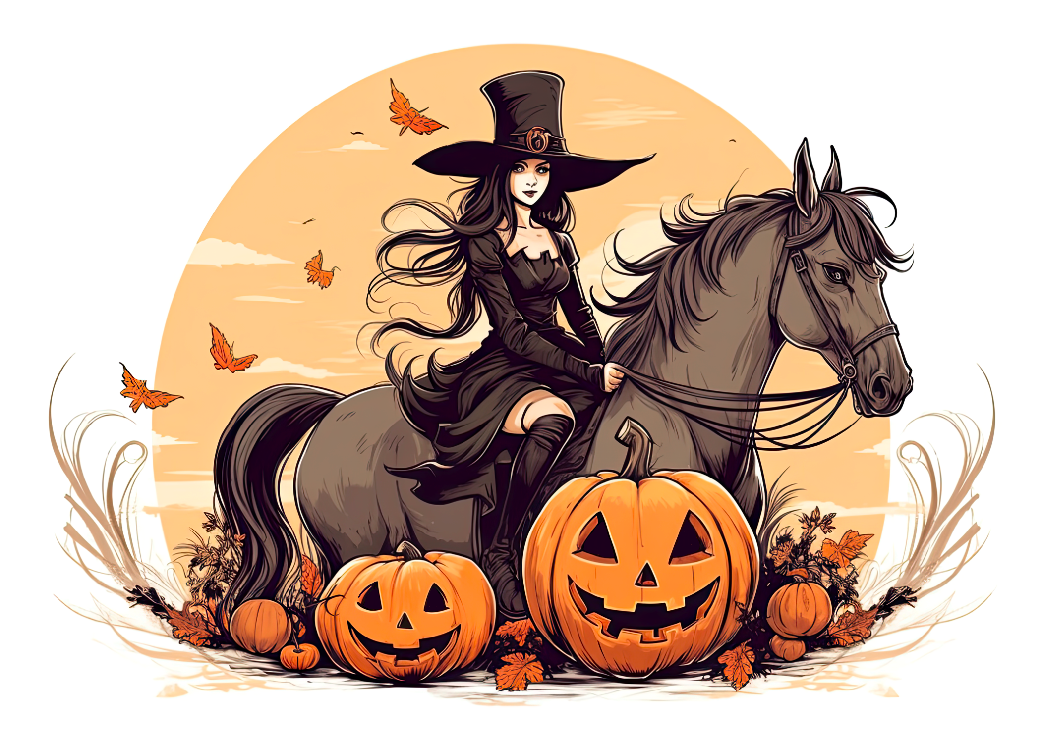 Cowgirl Witchy Ride Halloween Greeting Card
