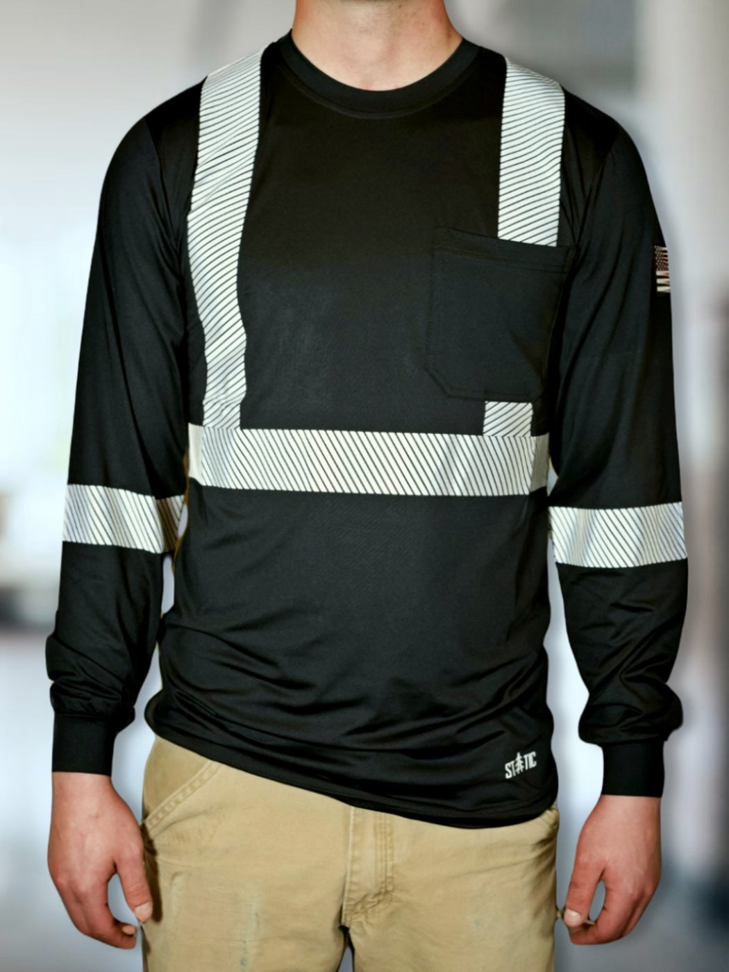 Non FR Hi-Vis Long Sleeve Men's Work Shirt - Black