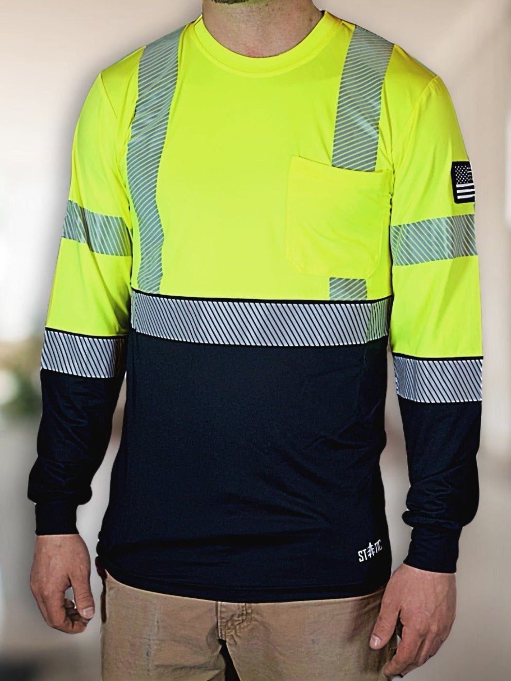 Non FR Hi-Vis Long Sleeve Men's Work Shirt - Neon