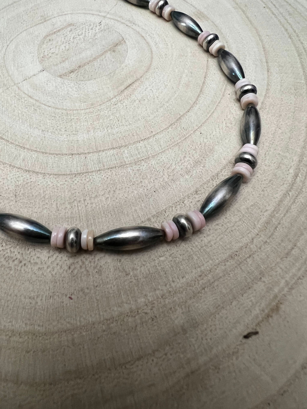 Torpedo choker Sterling Silver Pearls and pink conch