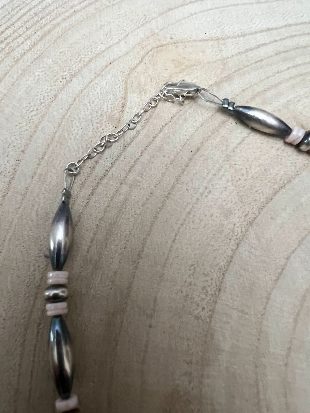Torpedo choker Sterling Silver Pearls and pink conch
