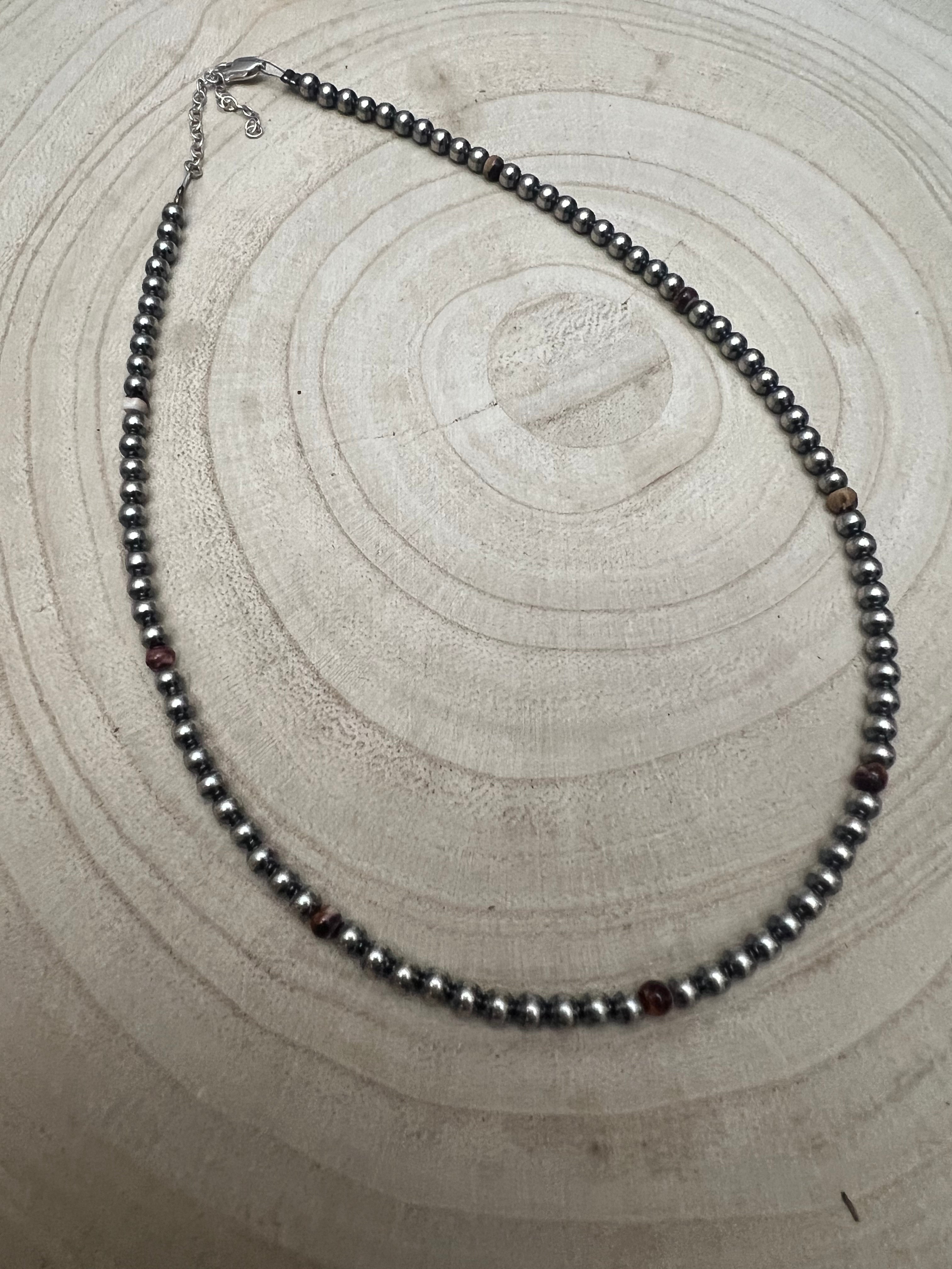 4mm Purple spiny and Sterling Pearl choker - 14 inch