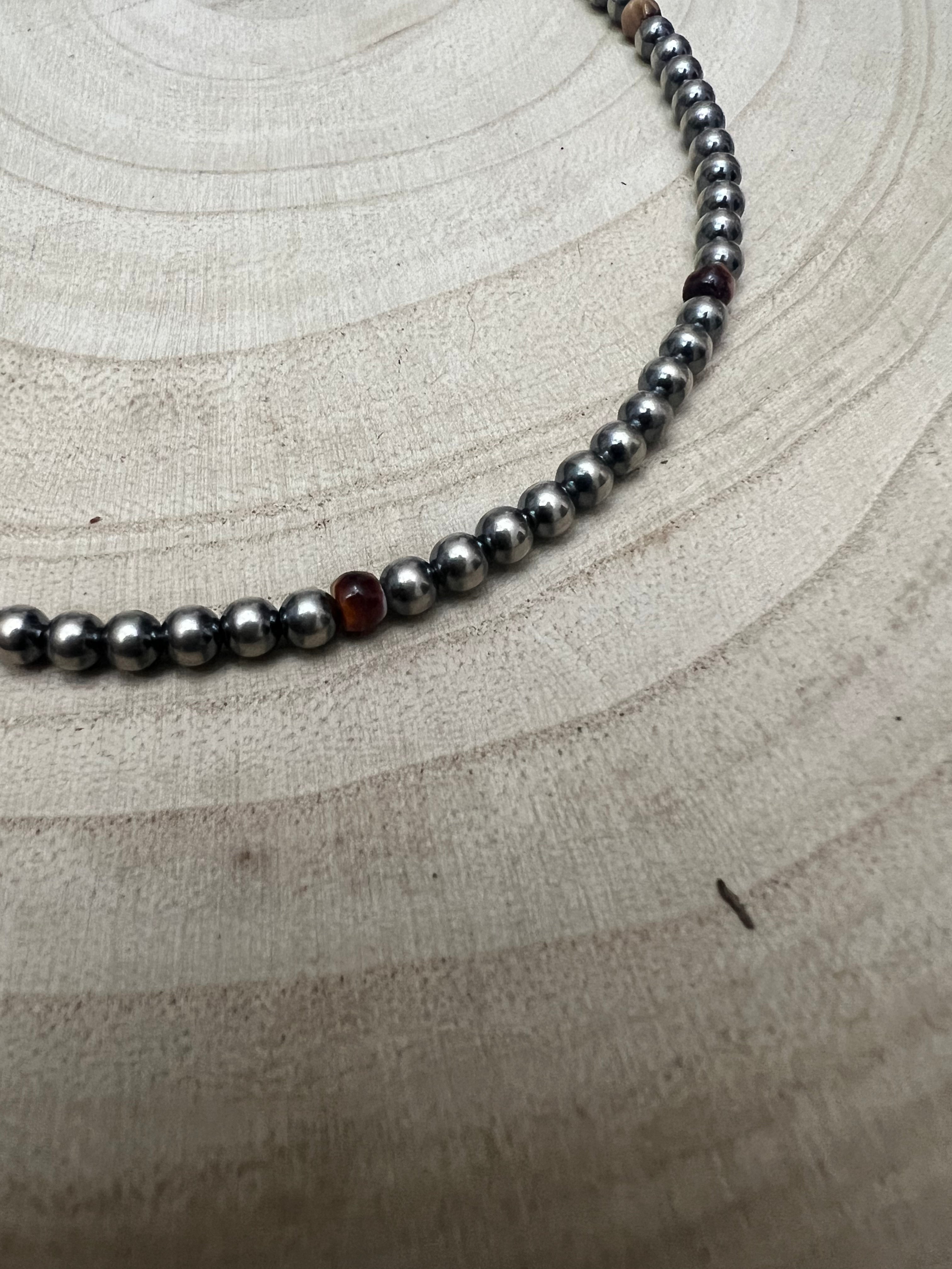 4mm Purple spiny and Sterling Pearl choker - 14 inch