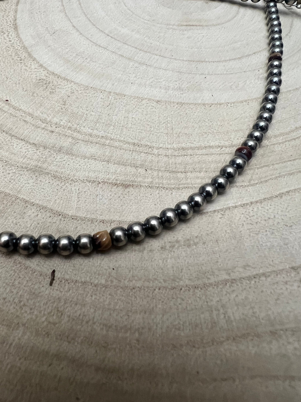 4mm Purple spiny and Sterling Pearl choker - 14 inch