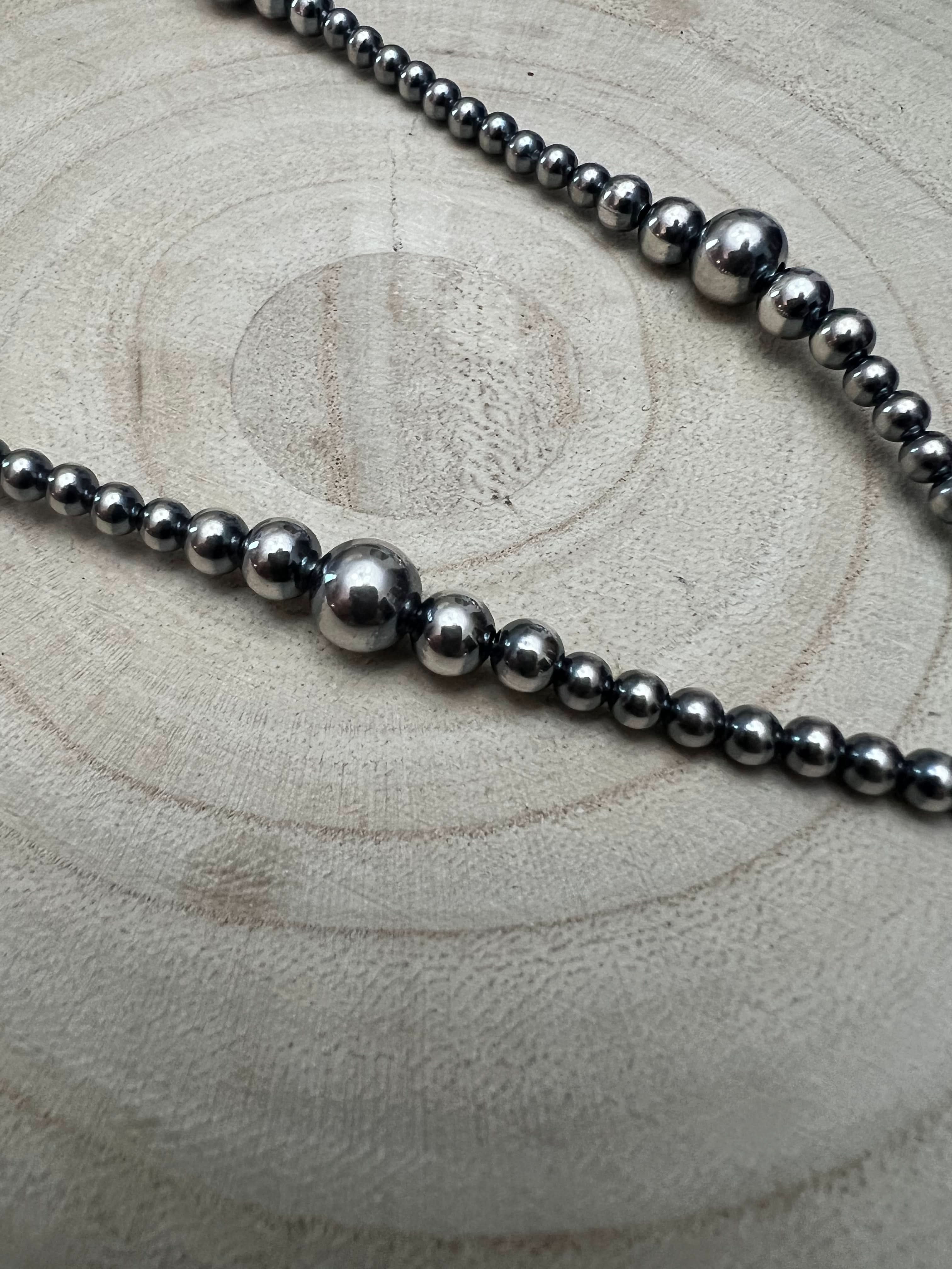 Lariat graduated sterling silver pearl necklace - 18 inch with 4 inch drop