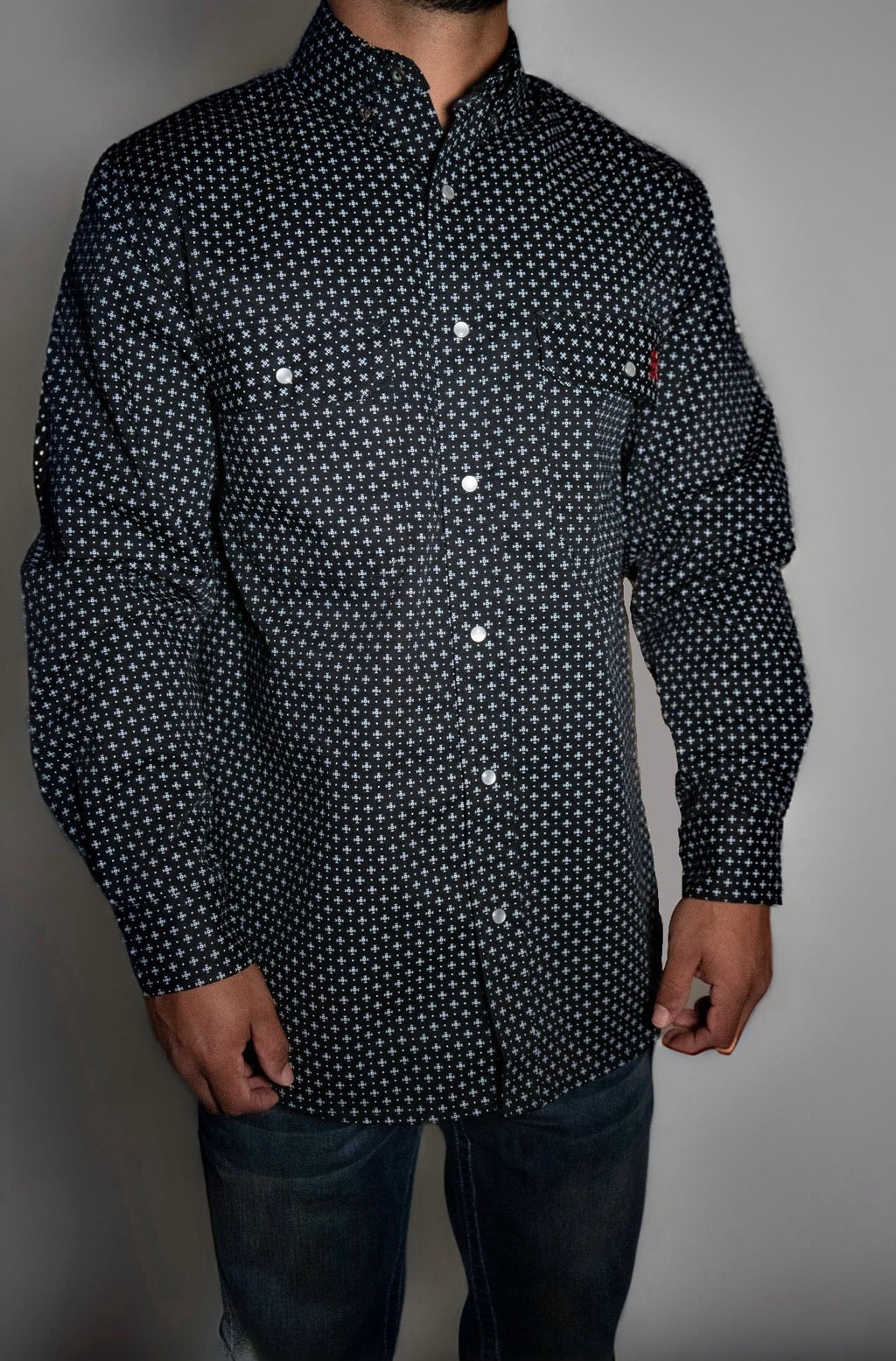 FR Pearl Snap Men's Work Shirt - Reaper Black