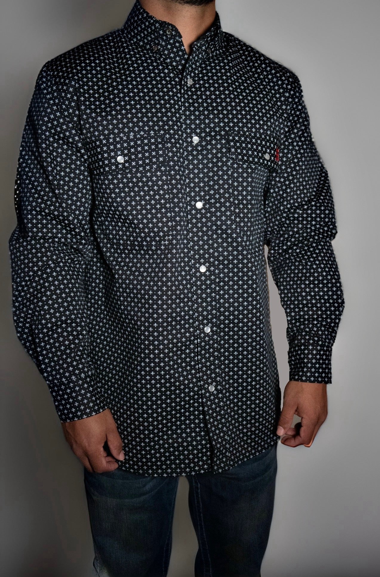 FR Pearl Snap Men's Work Shirt - Reaper Black