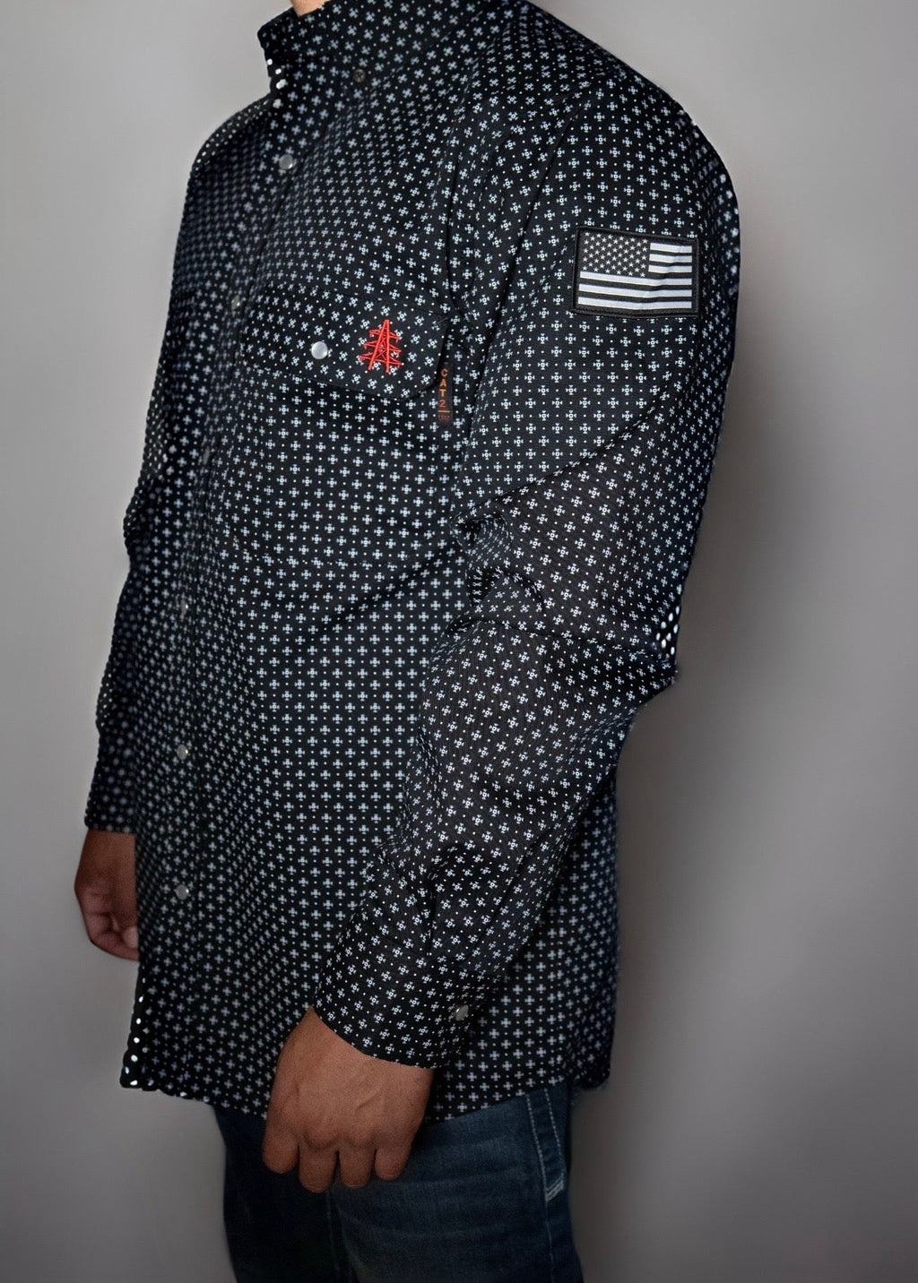 FR Pearl Snap Men's Work Shirt - Reaper Black