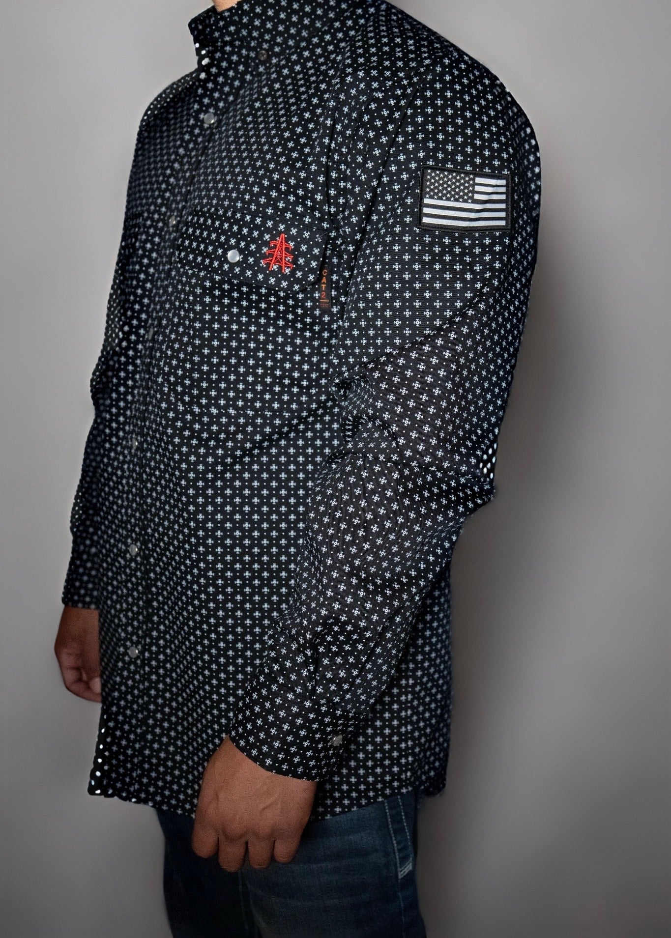 FR Pearl Snap Men's Work Shirt - Reaper Black
