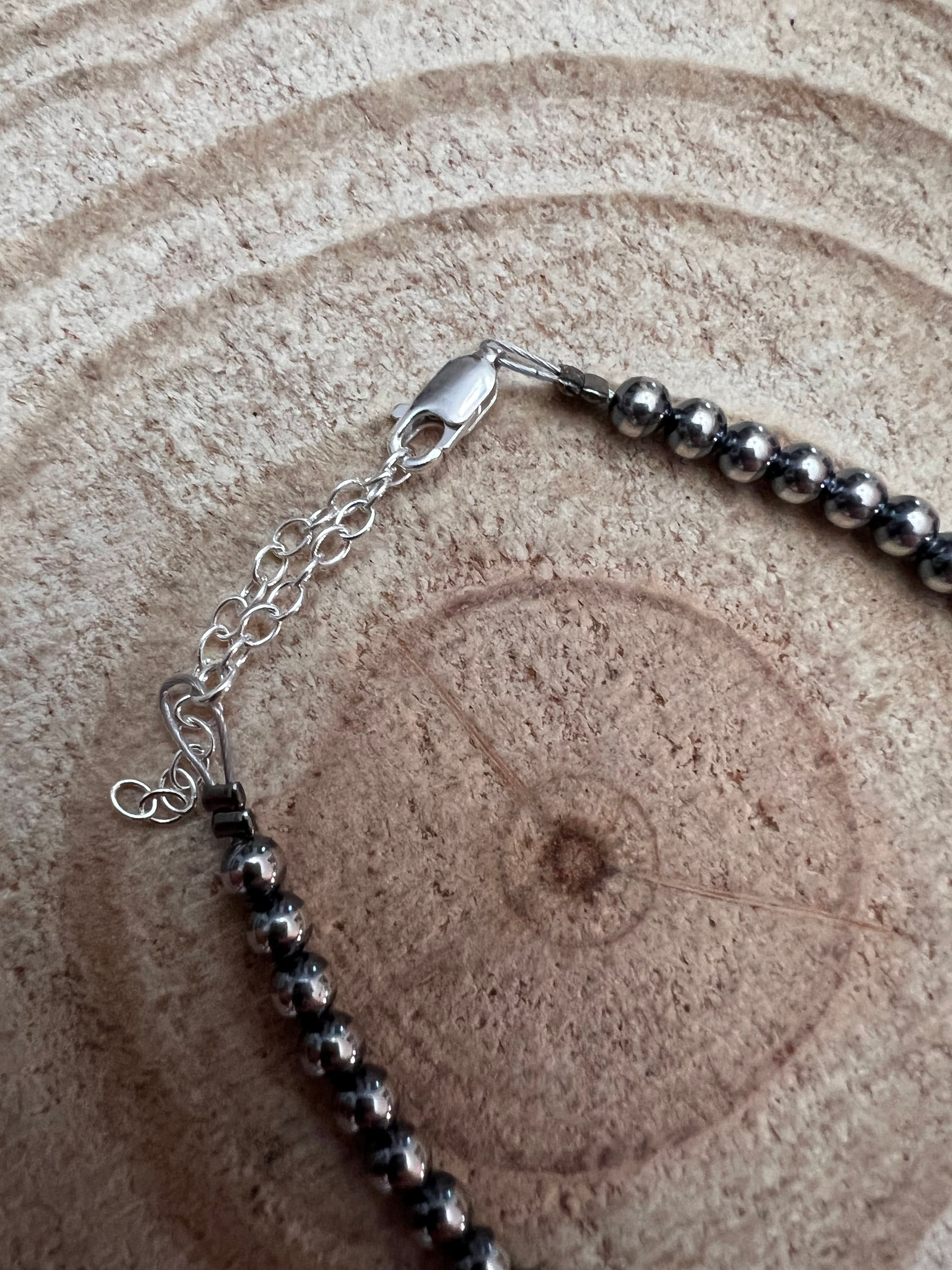 Little bit of Purple Spiny Oyster with Sterling Silver Pearls bracelet