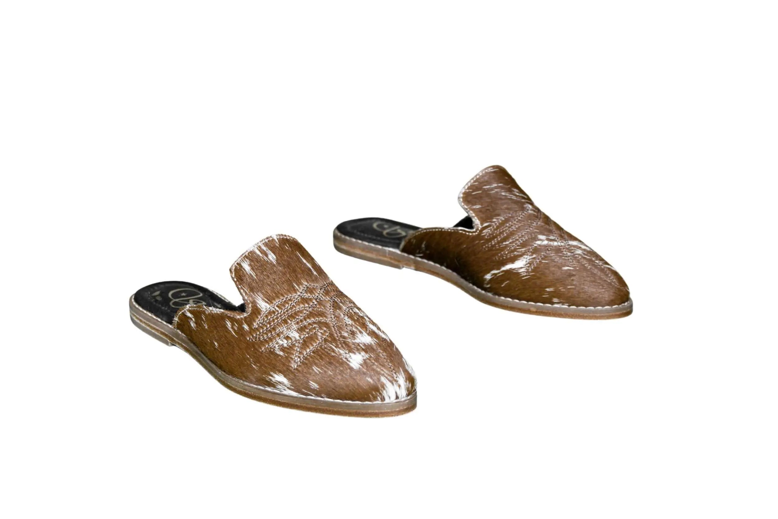 Abby Cowhide Mules – Size 6