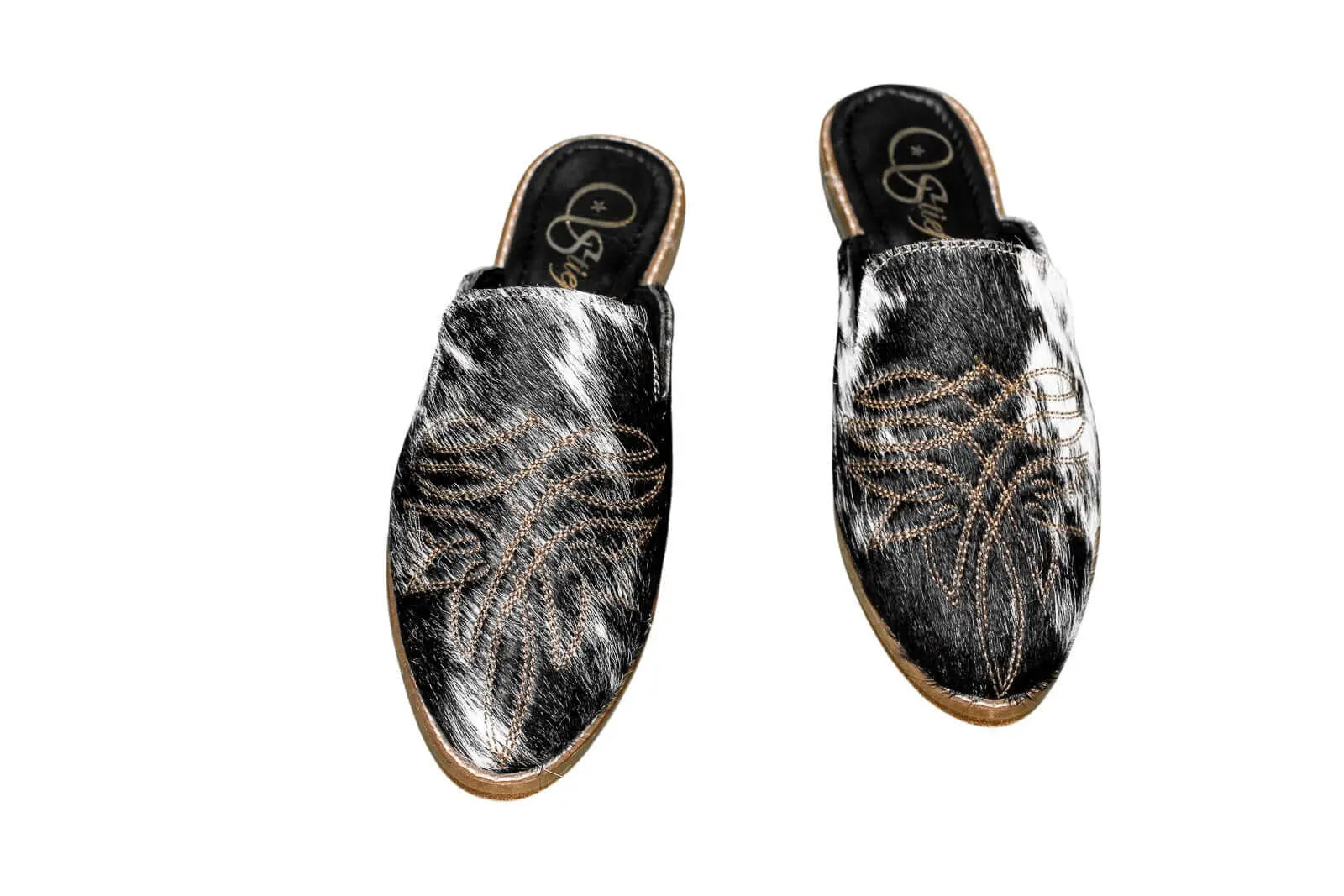 Abby Cowhide Mules – Size 5