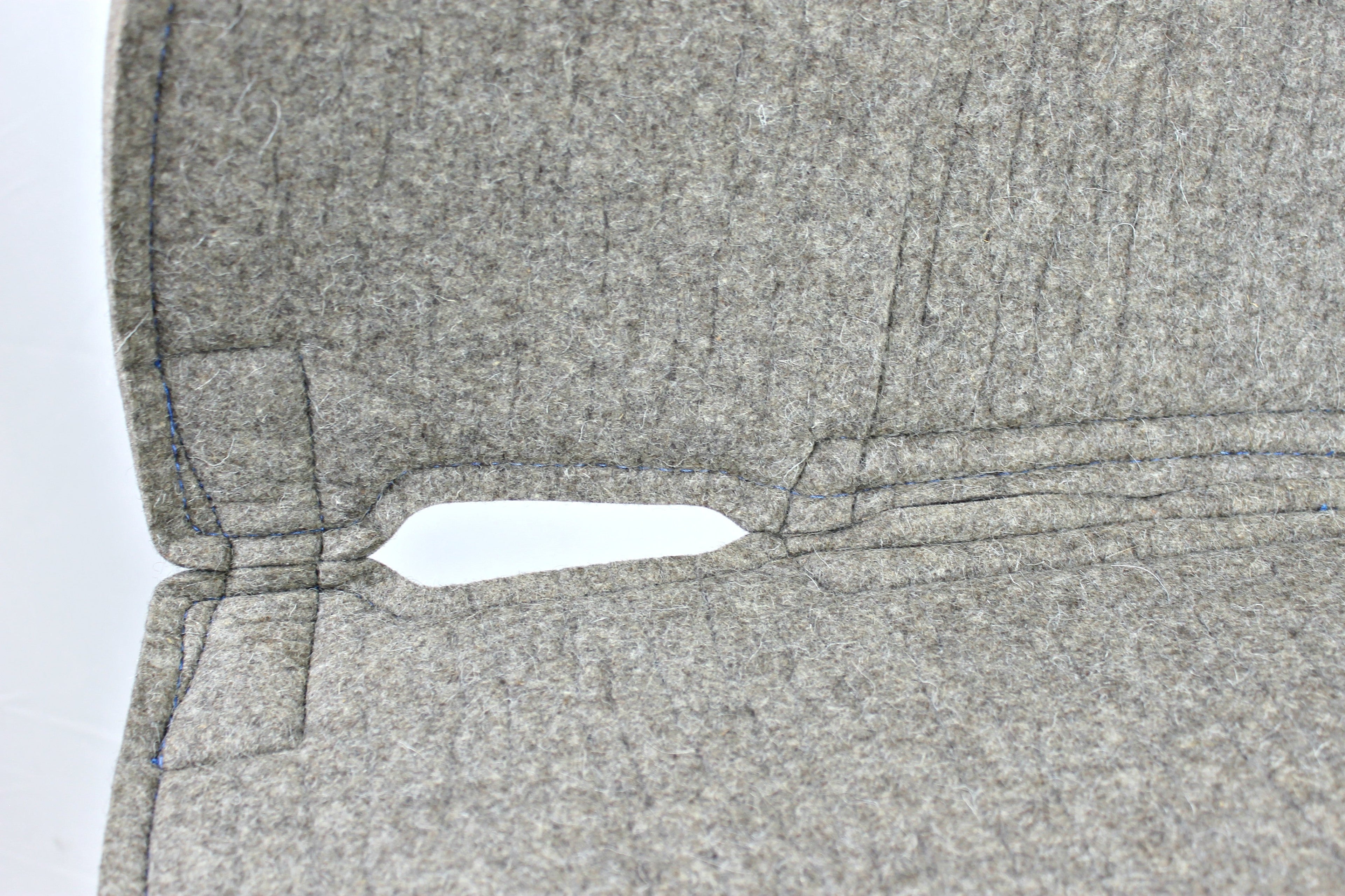 Chocolate Grey 100% Pressed Wool with Blue Stitching