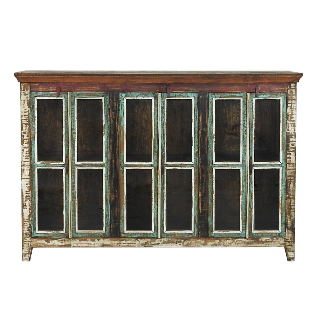 Cabana Large Rustic Glass Cabinet Buffet