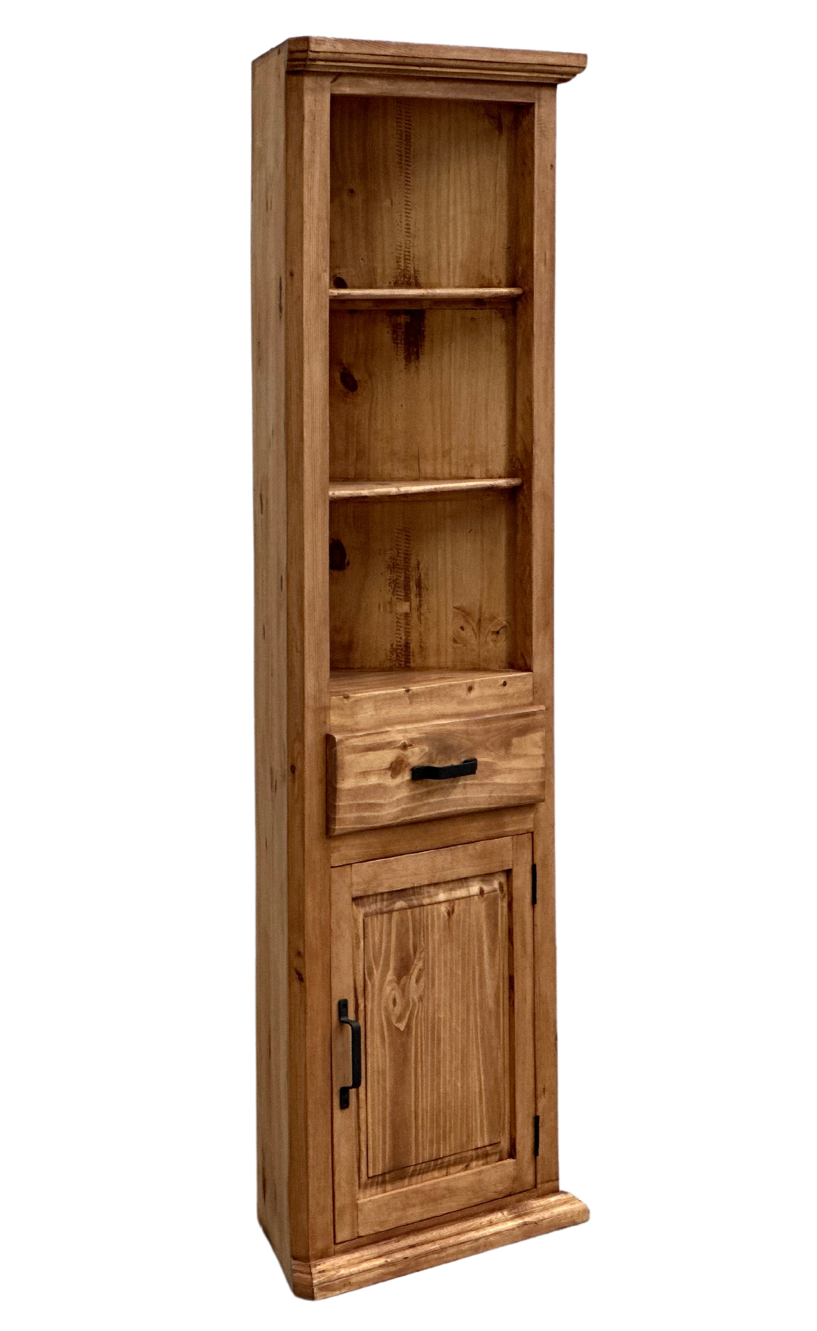Traditional Small Corner Rustic Bookcase Cabinet