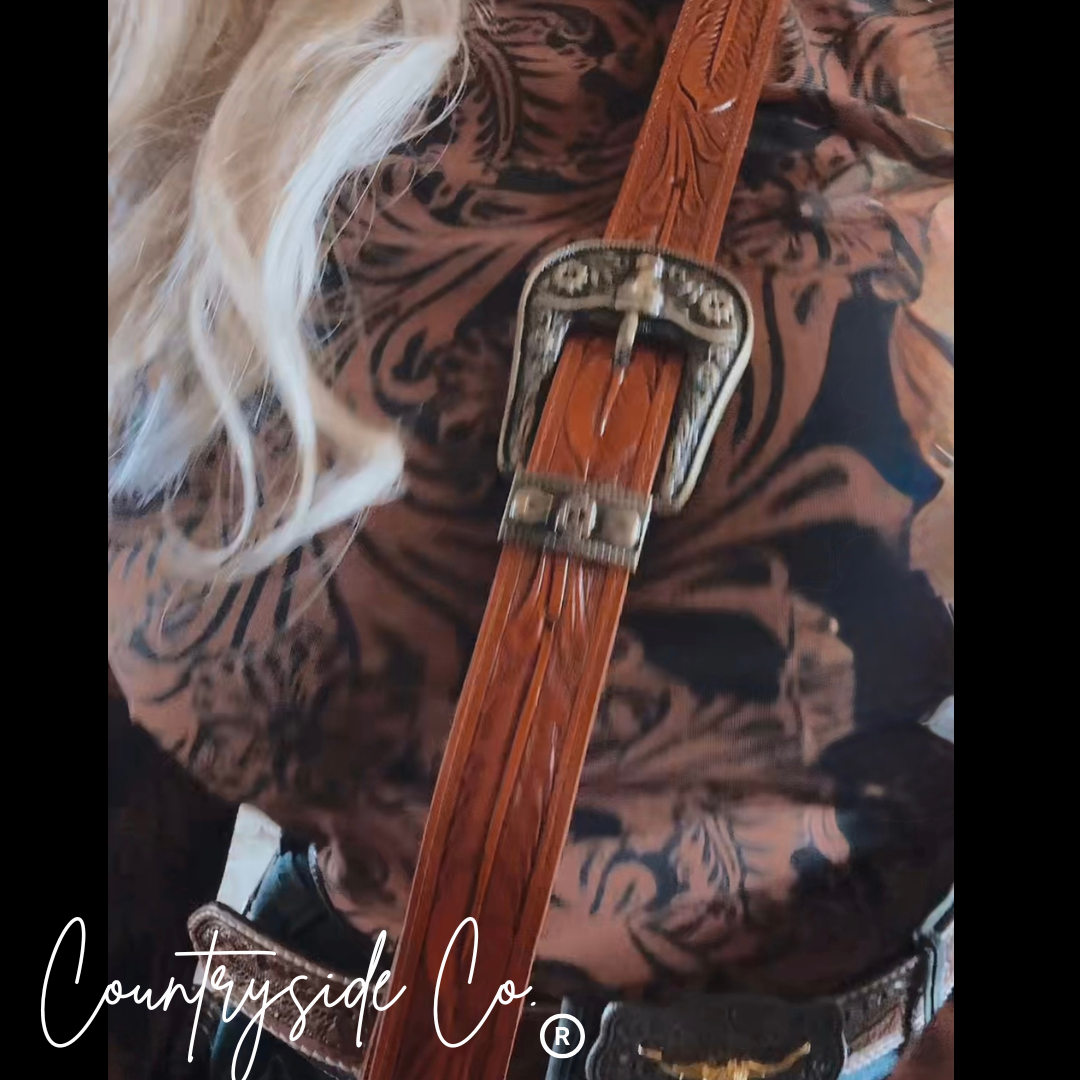 Chisholm Trail Cowhide and Tooled Leather Purse