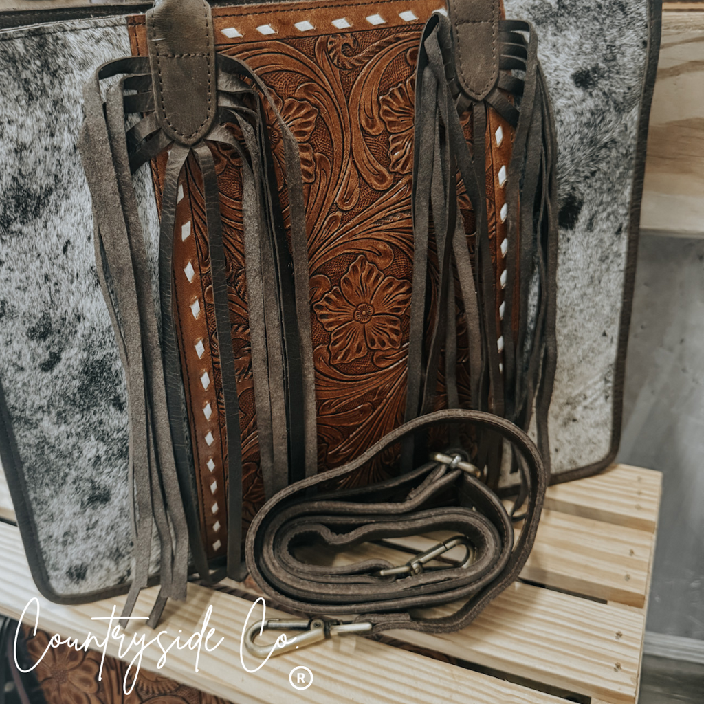 Jesse Conceal Carry Cowhide and Tooled Leather Handbag