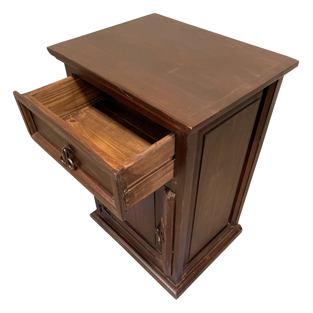 Traditional Small Rustic Nightstand in Mesquite Finish