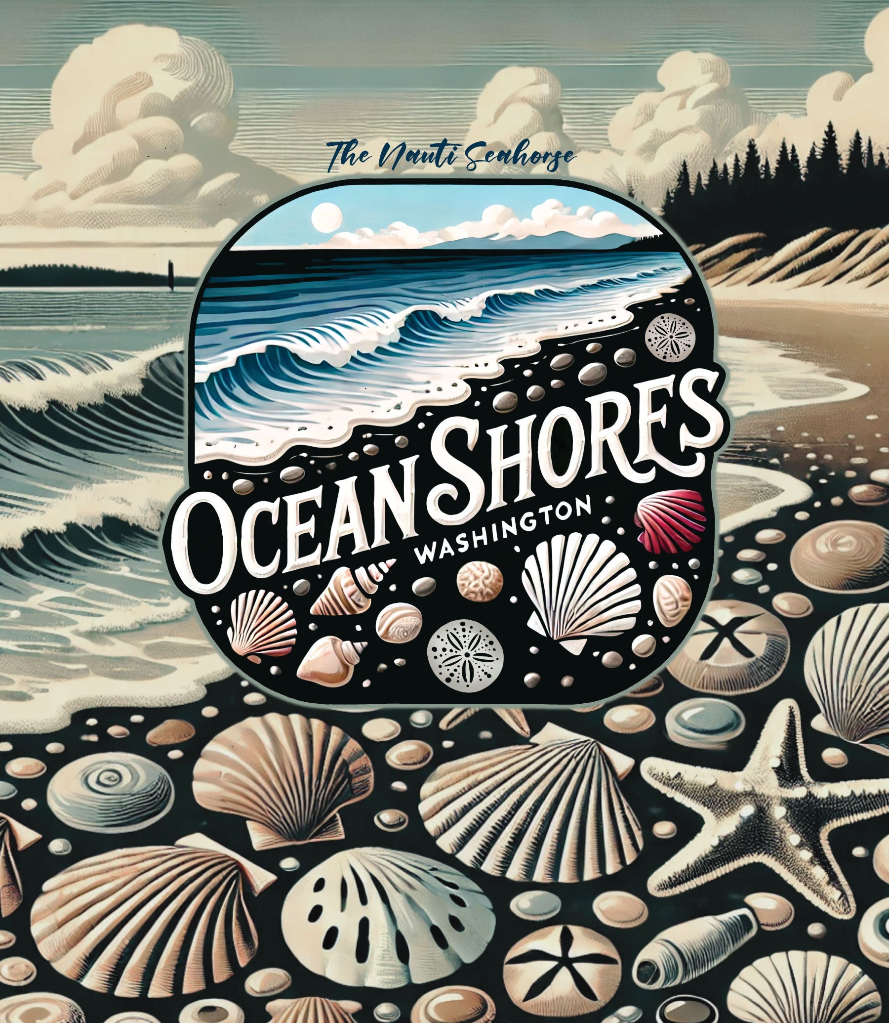 Ocean Shores Rocky Beach Can Cooler 12oz, City Souvenir 12oz Regular