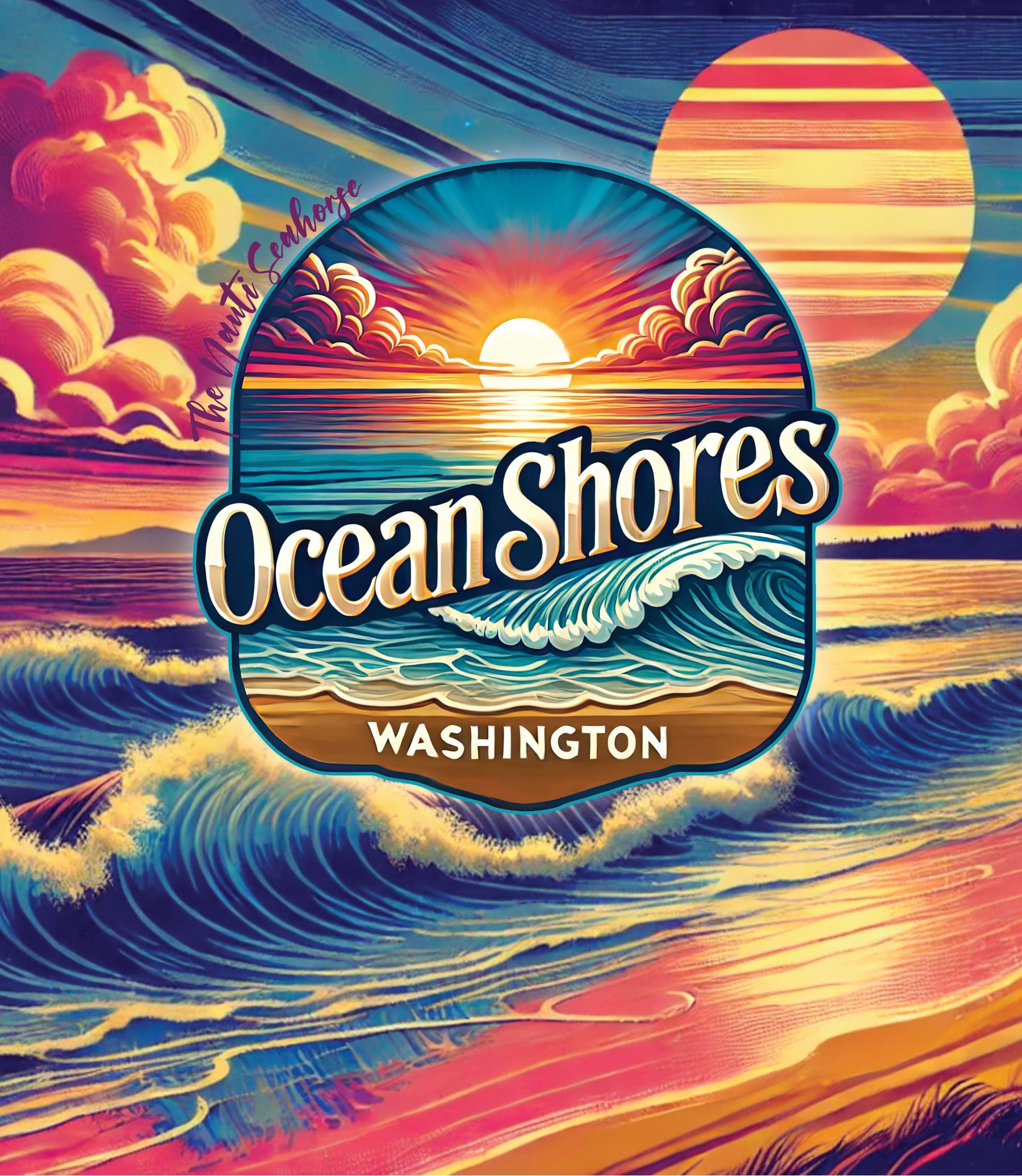 Ocean Shores Sunset Can Cooler 12oz, City Souvenir 12oz Regular