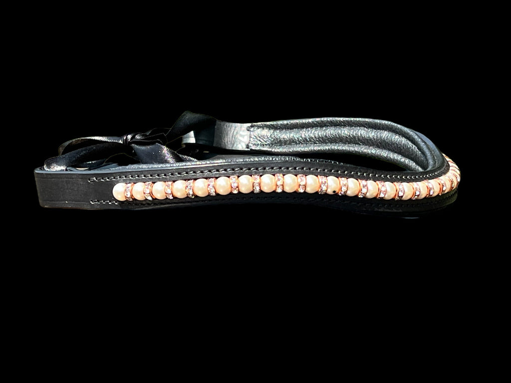 Pearl & Rose Gold Bling Browband (17")