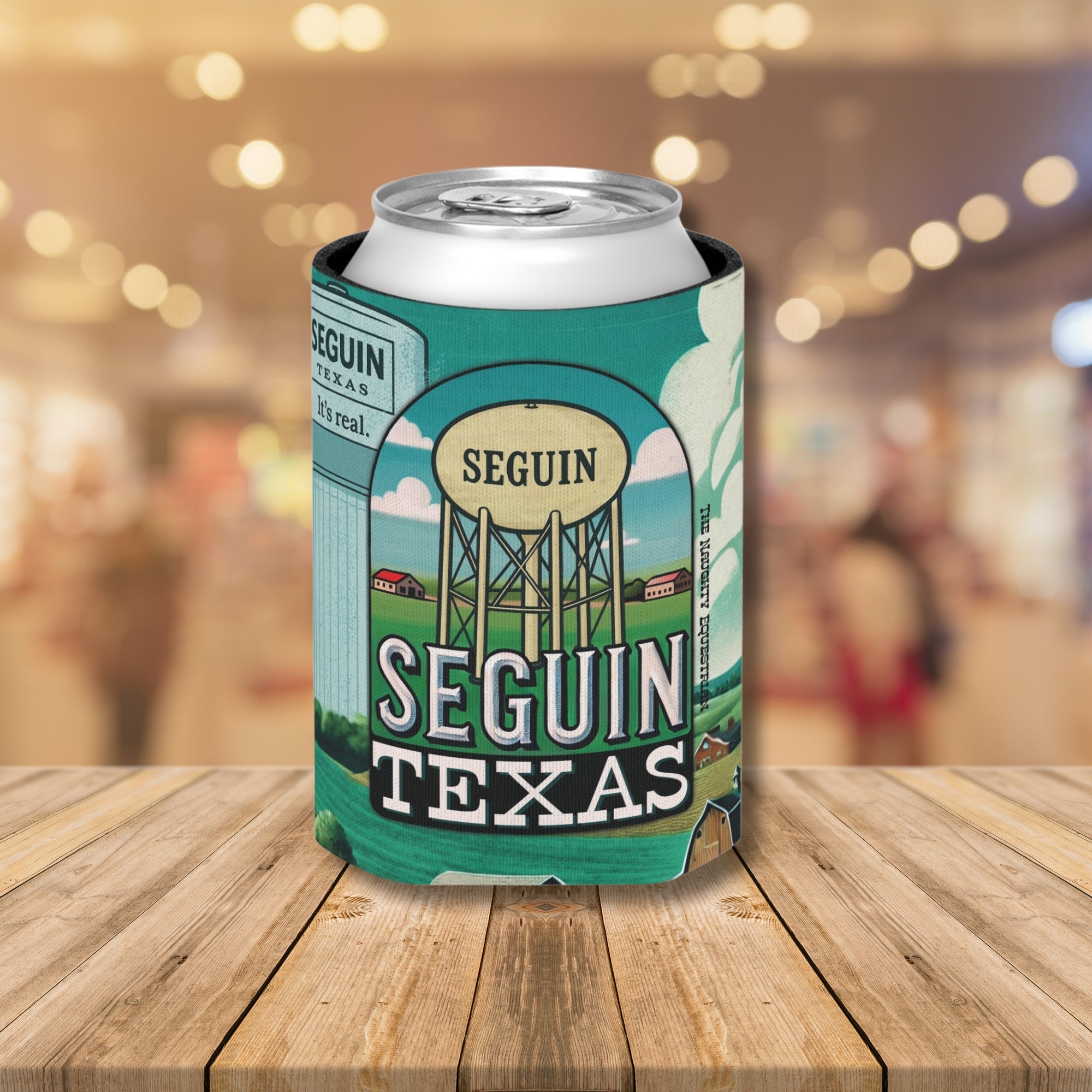 Seguin Texas Water Tower Can Cooler 12oz, City Souvenir 12oz Regular