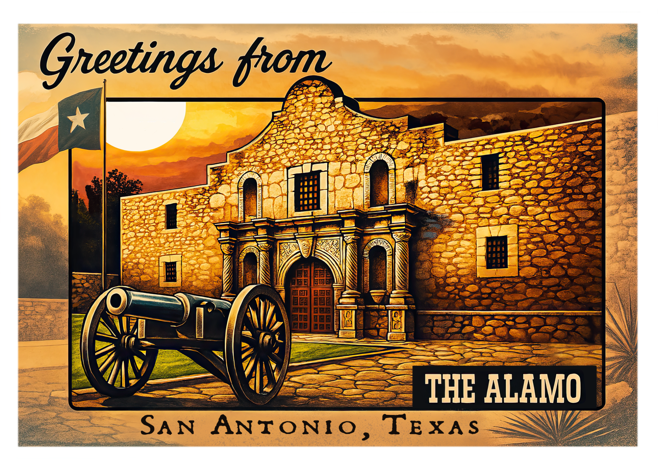 Greetings from The Alamo, Texas City Postcards, Historic San Antonio, 5x7 Glossy Collectibles