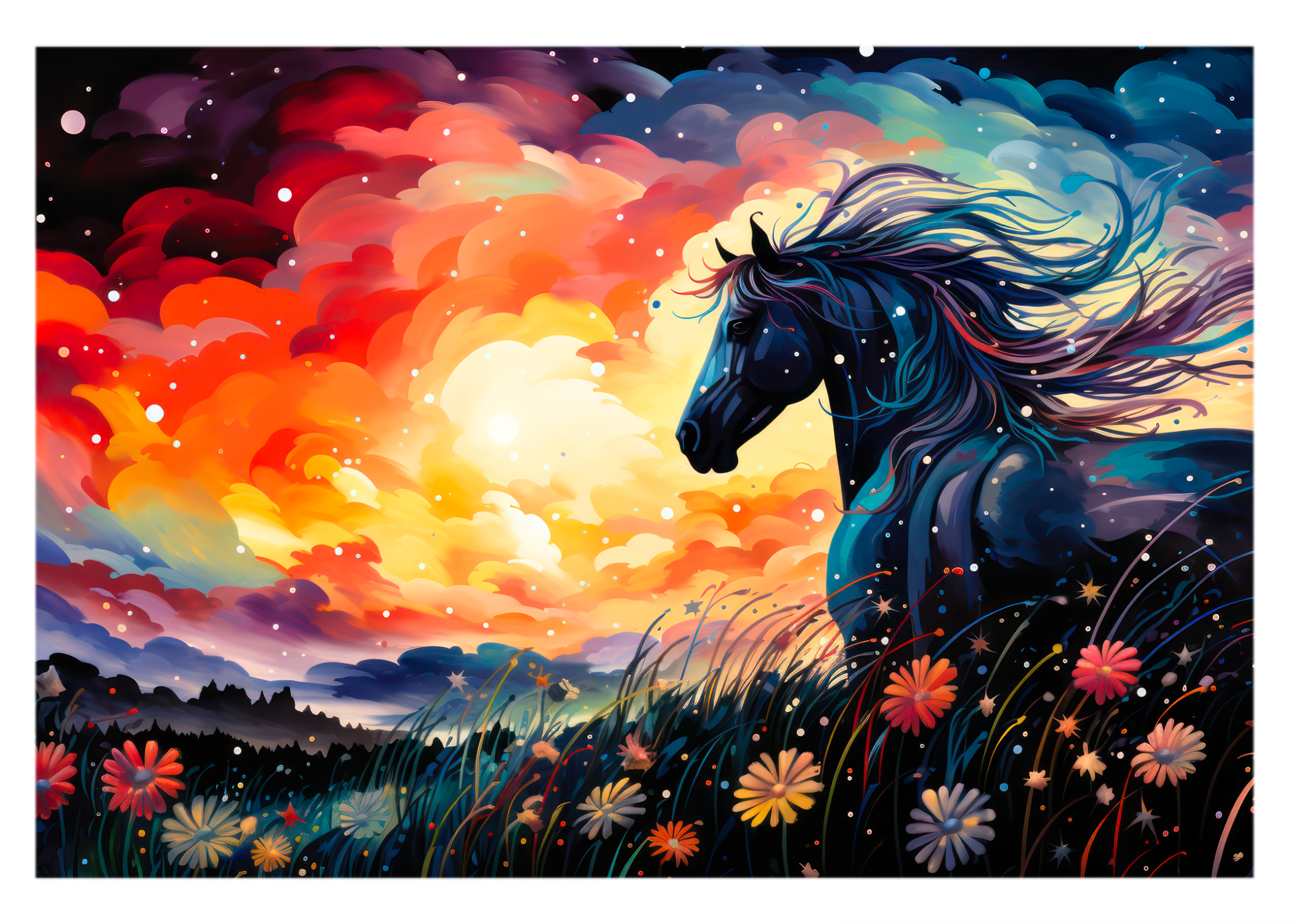 Dawn's Radiance in the Wildflower Fields Greeting Card