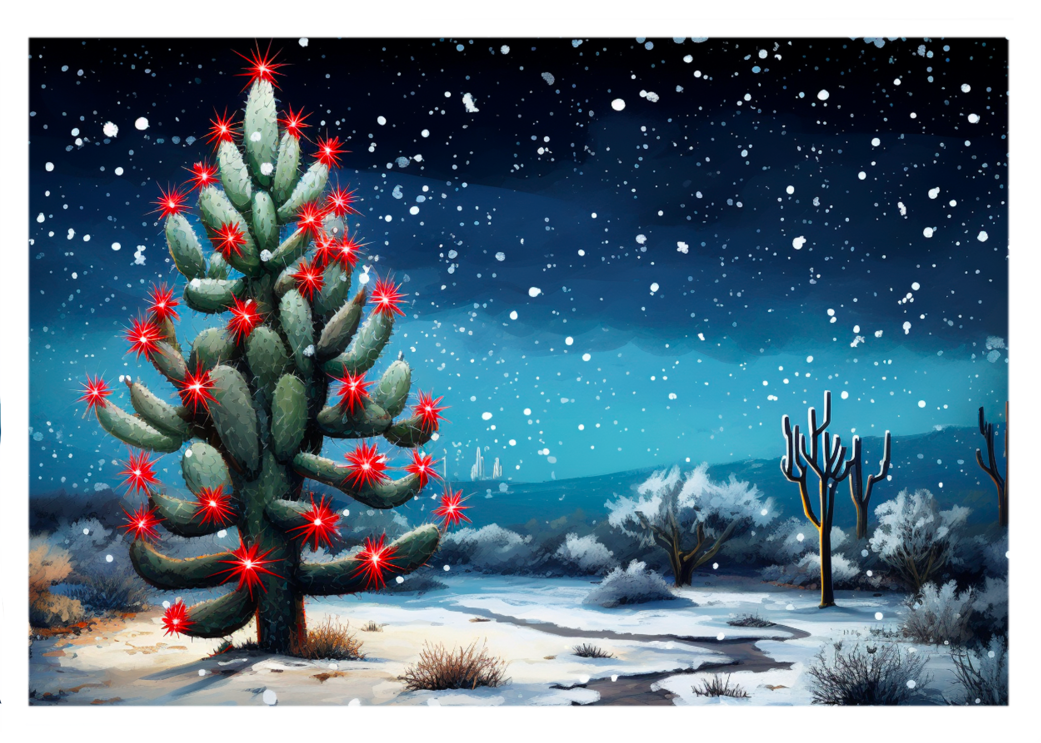 Cactus Cheer: Wishing You a Prickly Merry Christmas! Greeting Card
